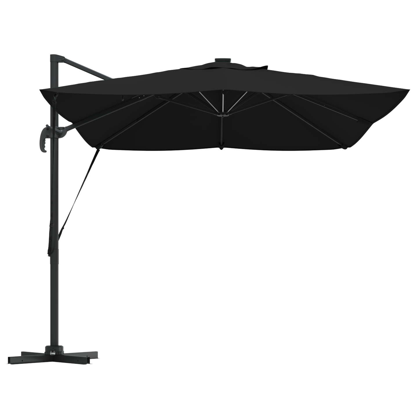 Parasoll Svart 352 x 251 x 265 cm Polyester og aluminium