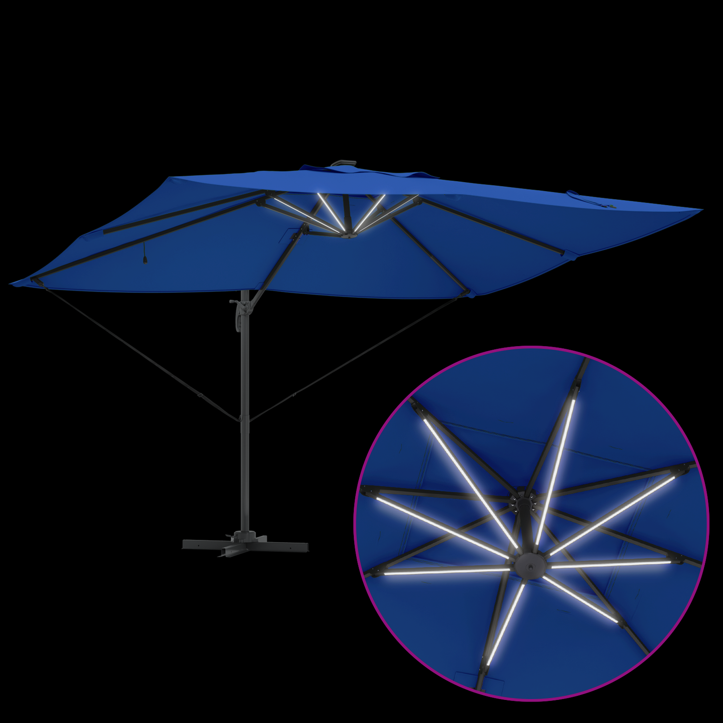 Parasoll 352 x 251 x 265 cm Polyester og aluminium Azurblå