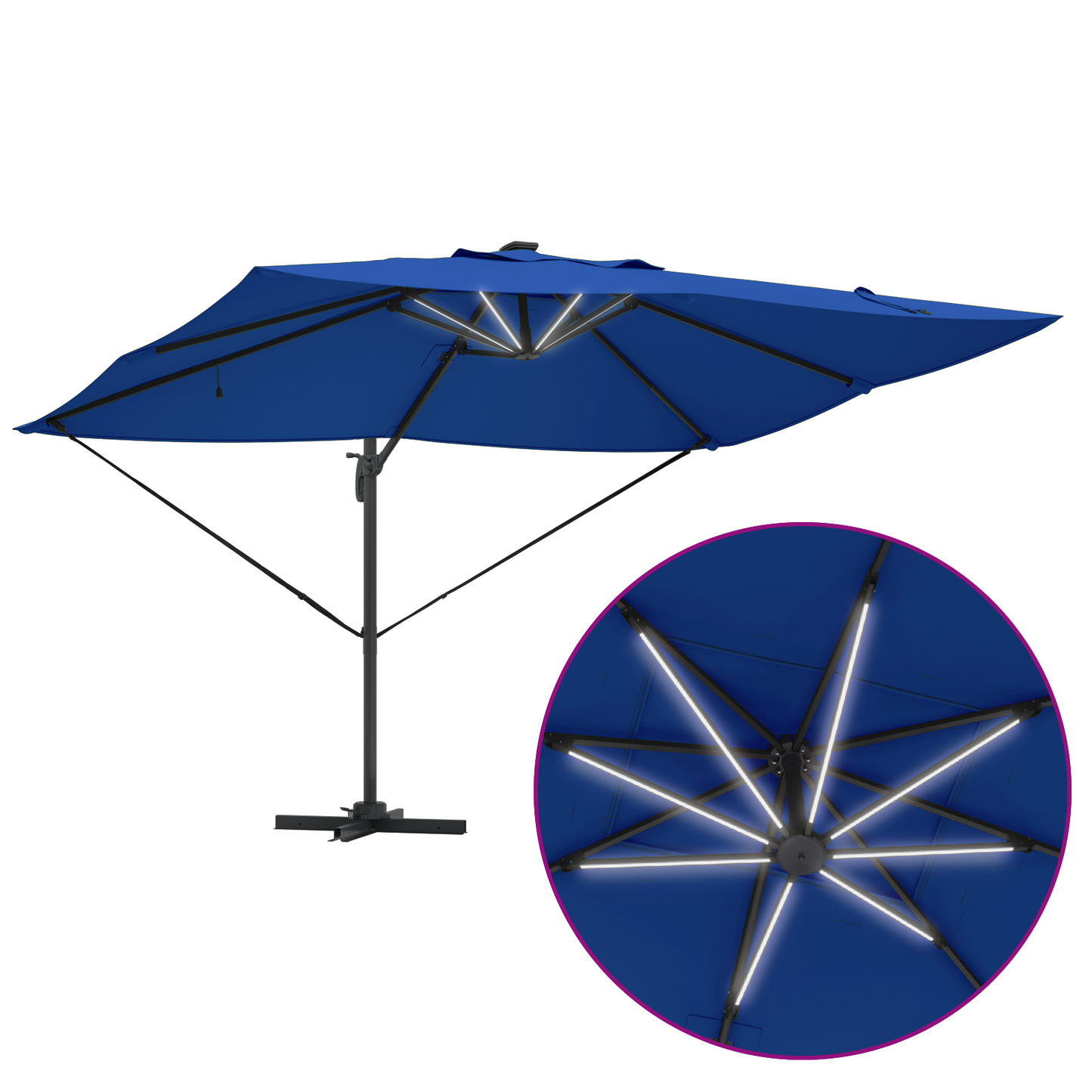 Parasoll 352 x 251 x 265 cm Polyester og aluminium Azurblå