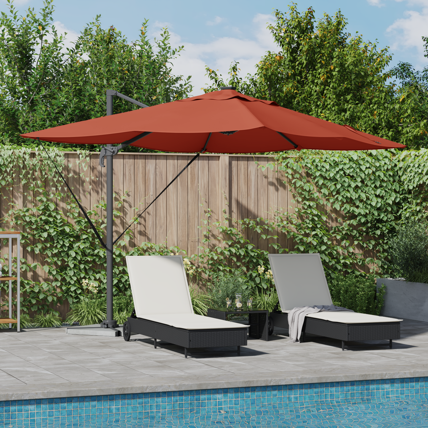 Parasoll Terrakotta 352 x 251 x 265 cm Polyester og aluminium