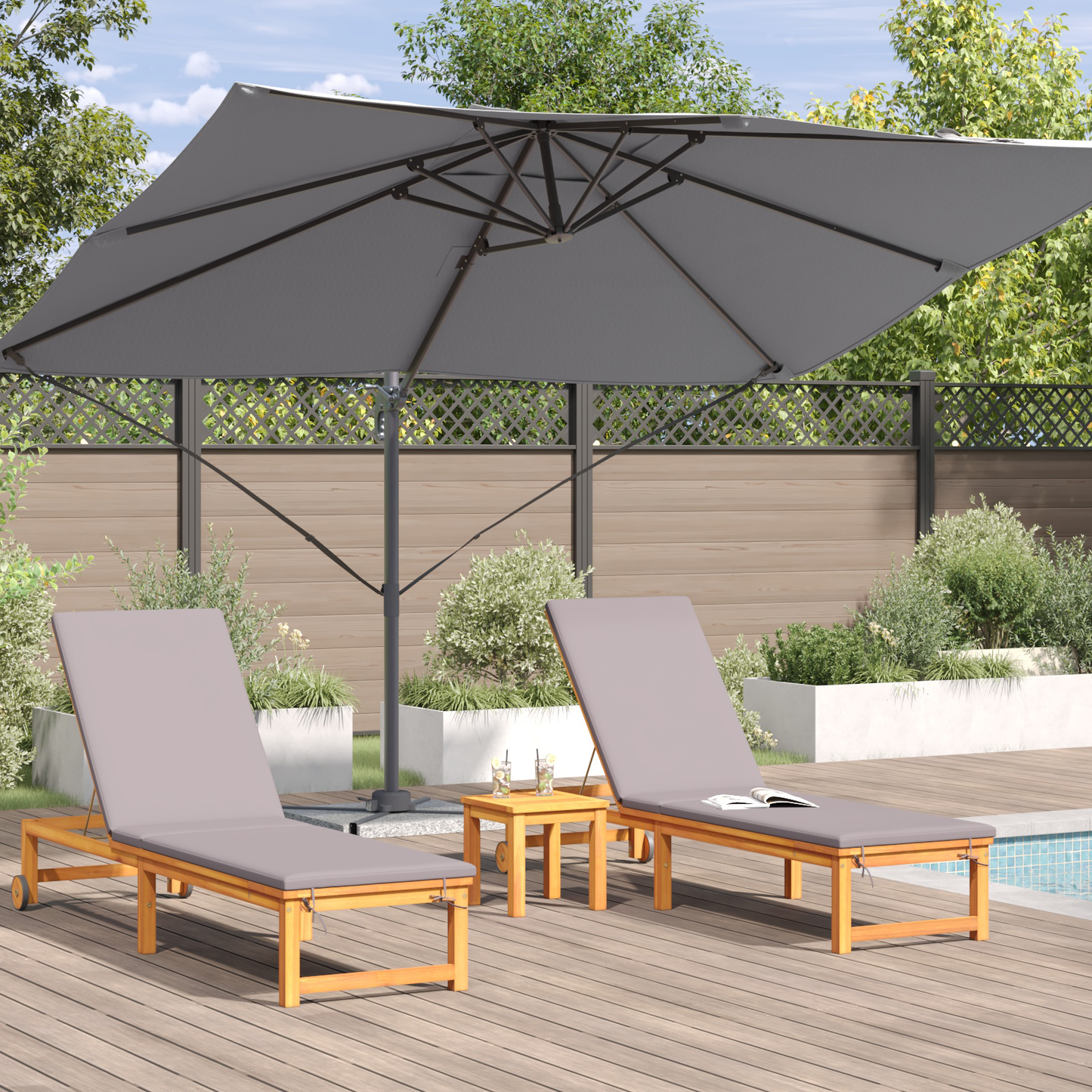 Parasoll Antrasitt 351 x 250 x 260 cm Polyester og aluminium