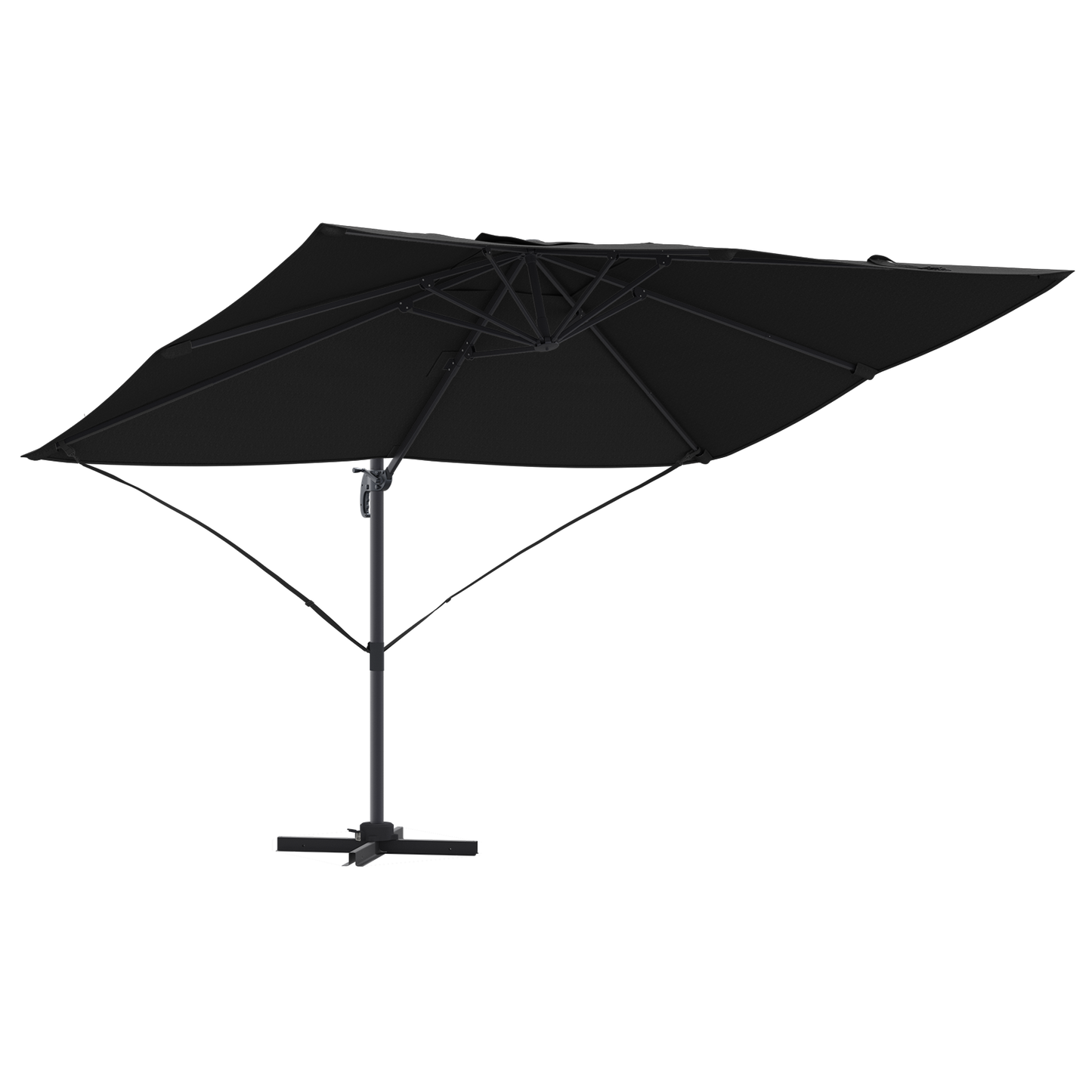 Parasoll Svart 351 x 250 x 260 cm Polyester og aluminium