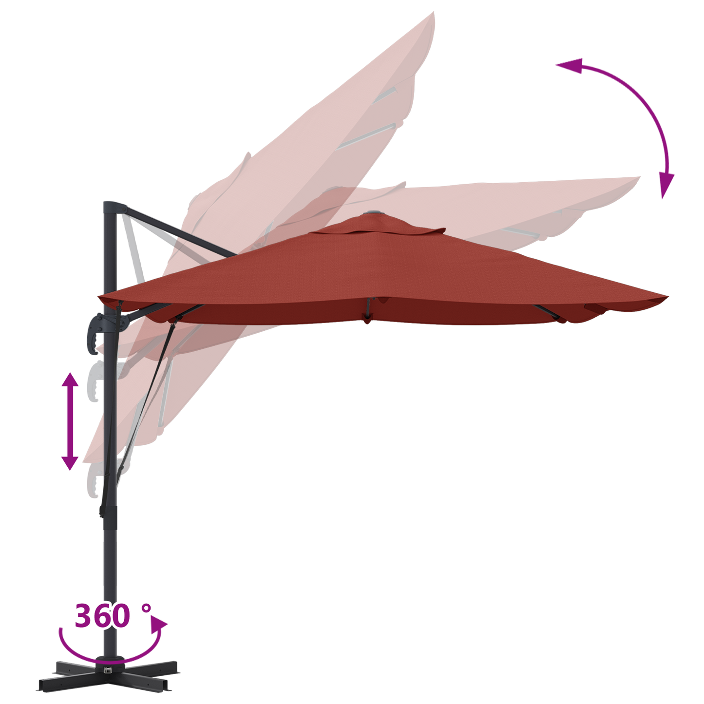 Parasoll Terrakotta 351 x 250 x 260 cm Polyester og aluminium
