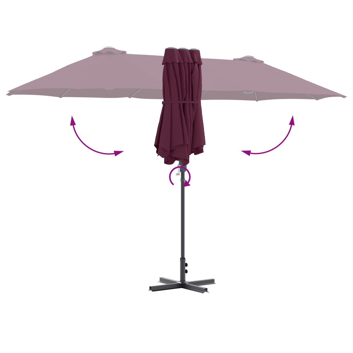 Hageparasol Bordeaux Rød 370 x 197 x 239 cm