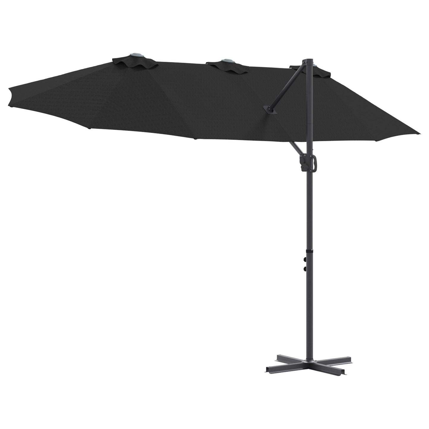 Parasoll Svart 372 x 198 x 243 cm Polyester og aluminium