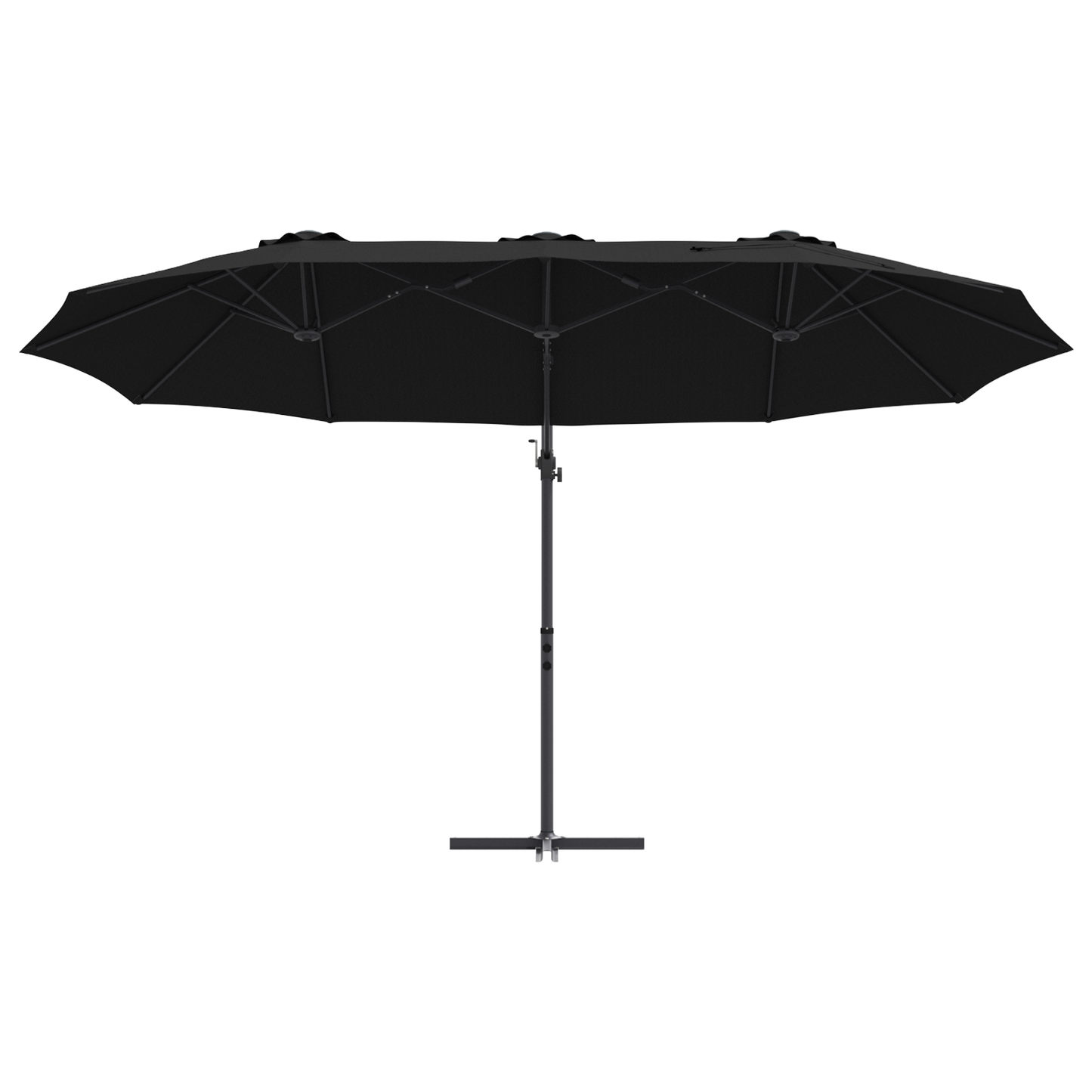 Parasoll Svart 372 x 198 x 243 cm Polyester og aluminium