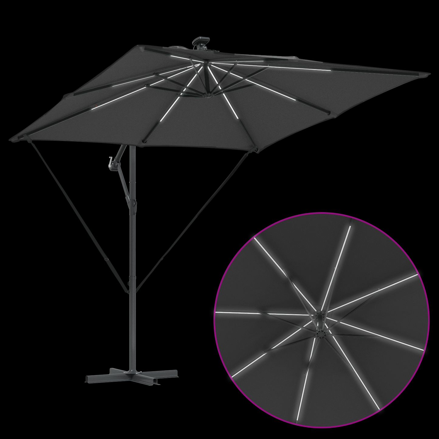 Parasoll Antrasitt 249 x 249 x 250 cm Polyester og aluminium