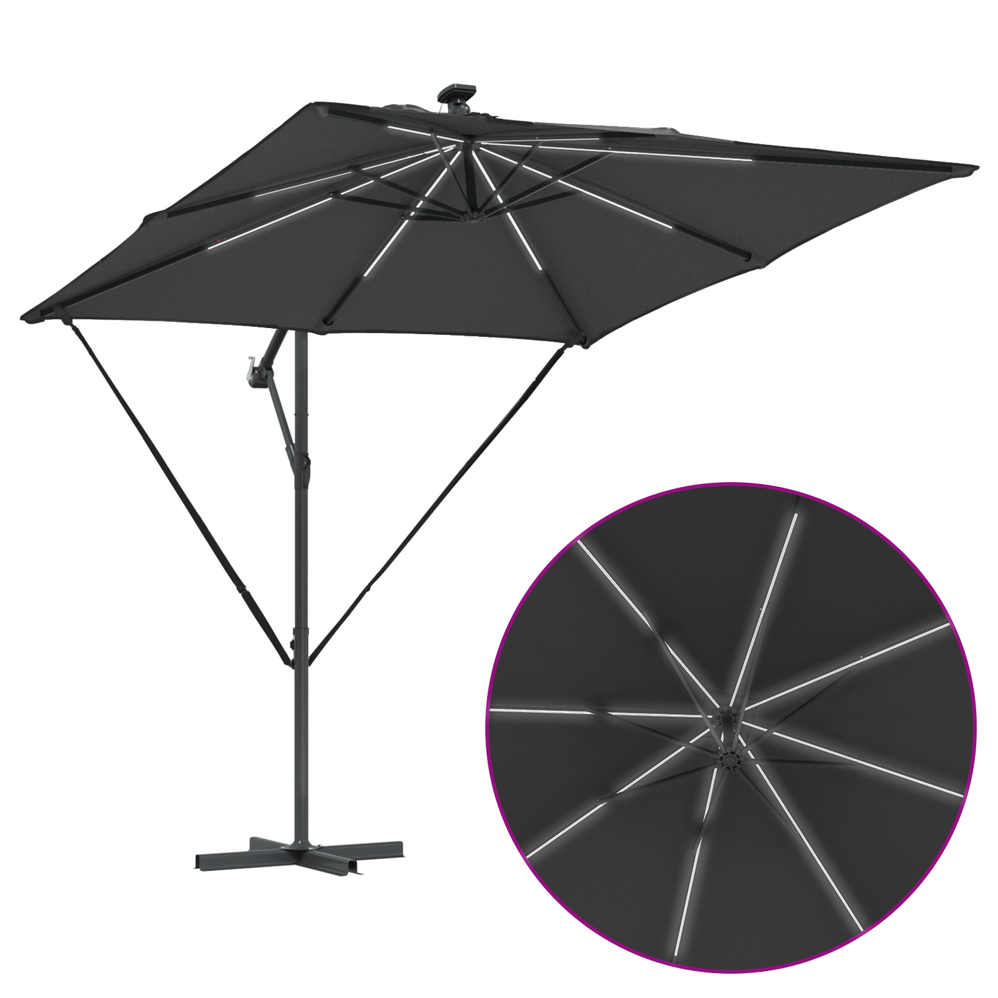 Parasoll Antrasitt 249 x 249 x 250 cm Polyester og aluminium