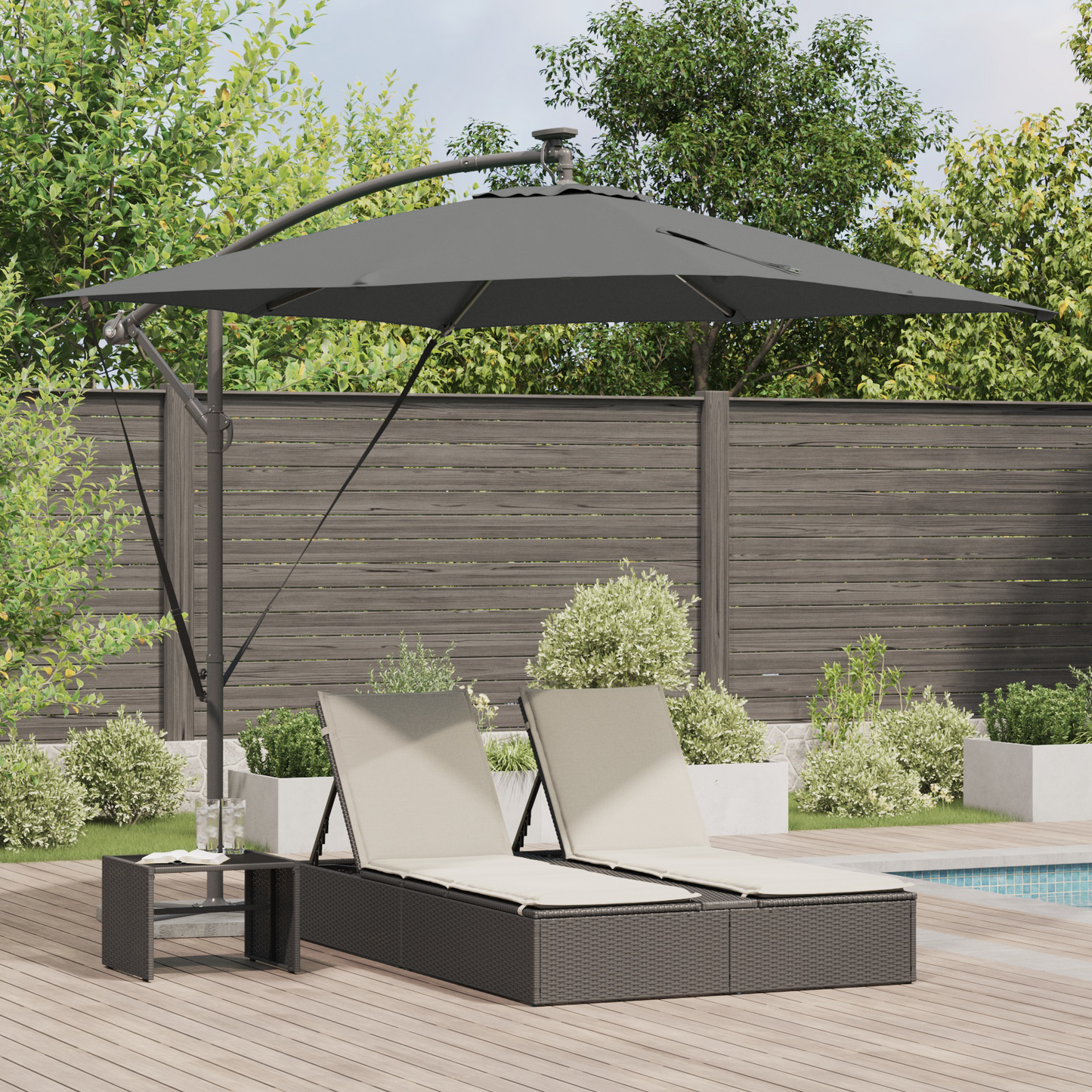 Parasoll Antrasitt 249 x 249 x 250 cm Polyester og aluminium