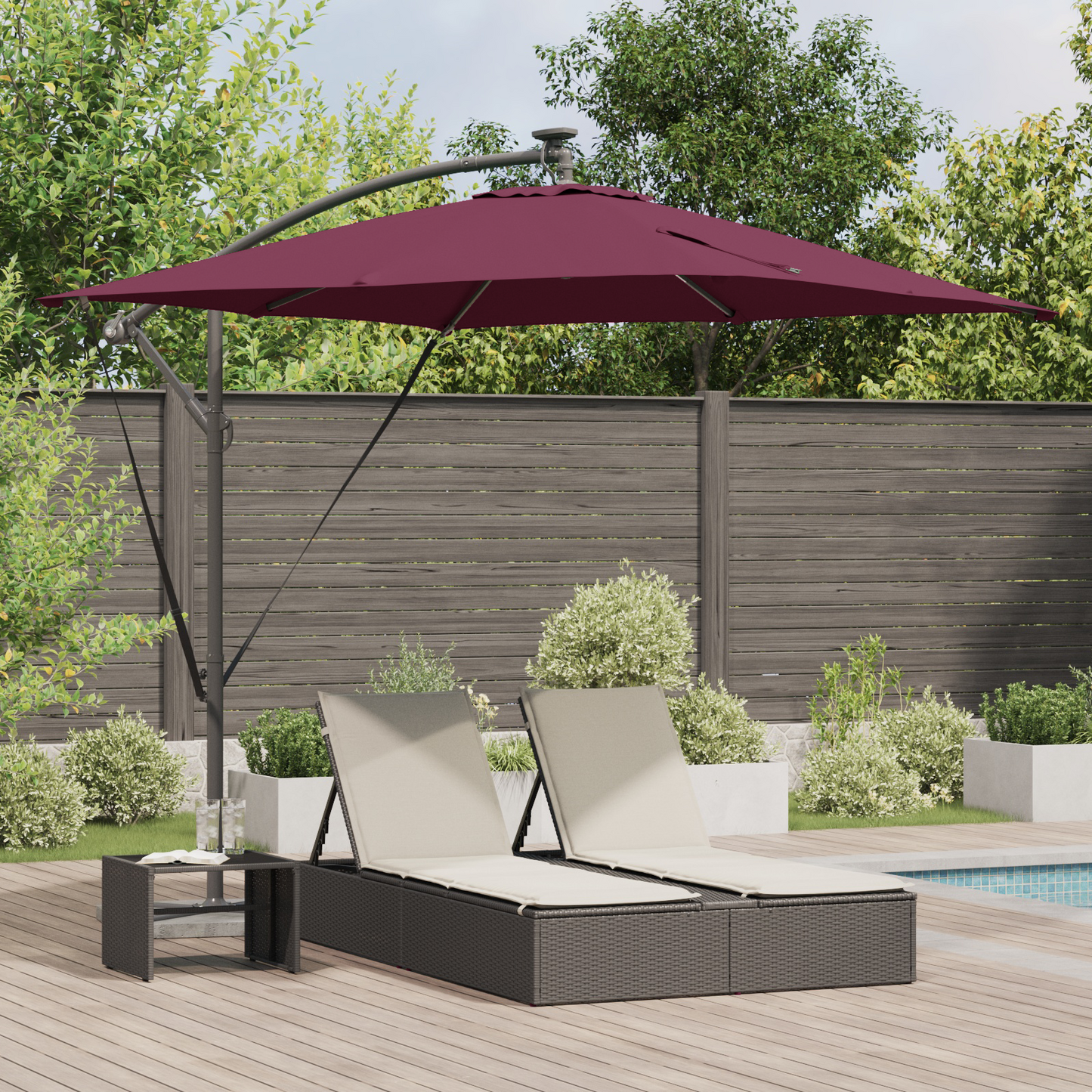 Parasoll Bordeaux Rød 249 x 249 x 250 cm Polyester og aluminium
