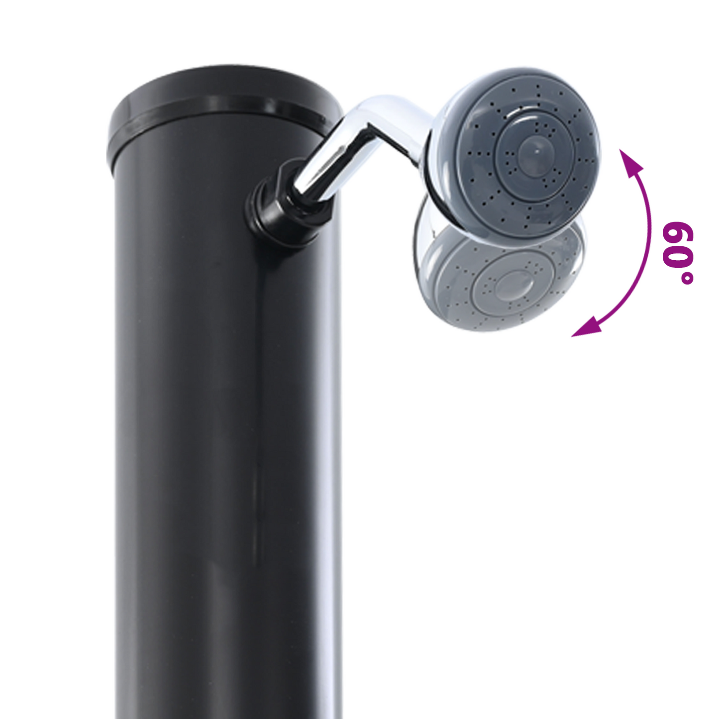 Utendørs Soldusj Svart 217 cm PVC og Aluminium