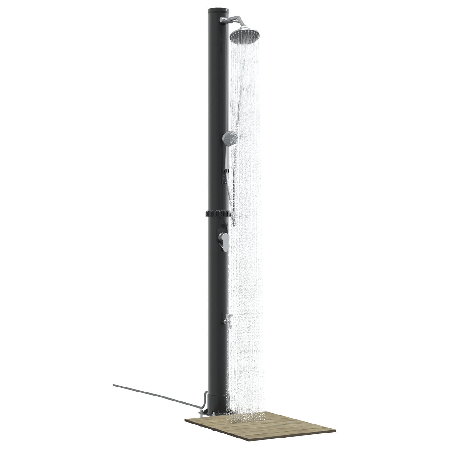 Utendørs Soldusj Svart 217 cm PVC og Aluminium