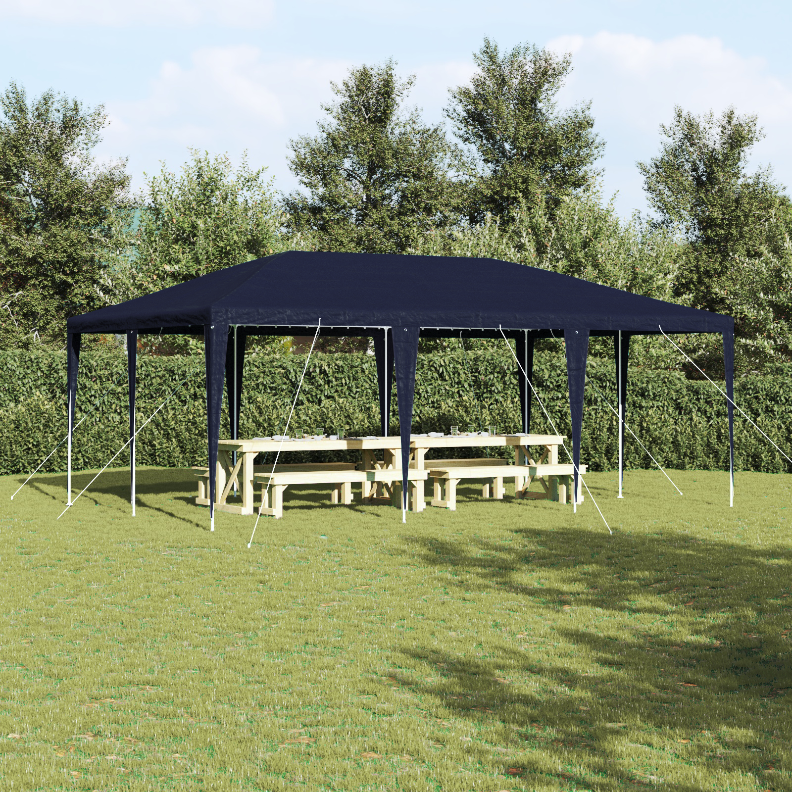 Partytelt Blå og hvit 600 x 400 x 266 cm Polyester og stål