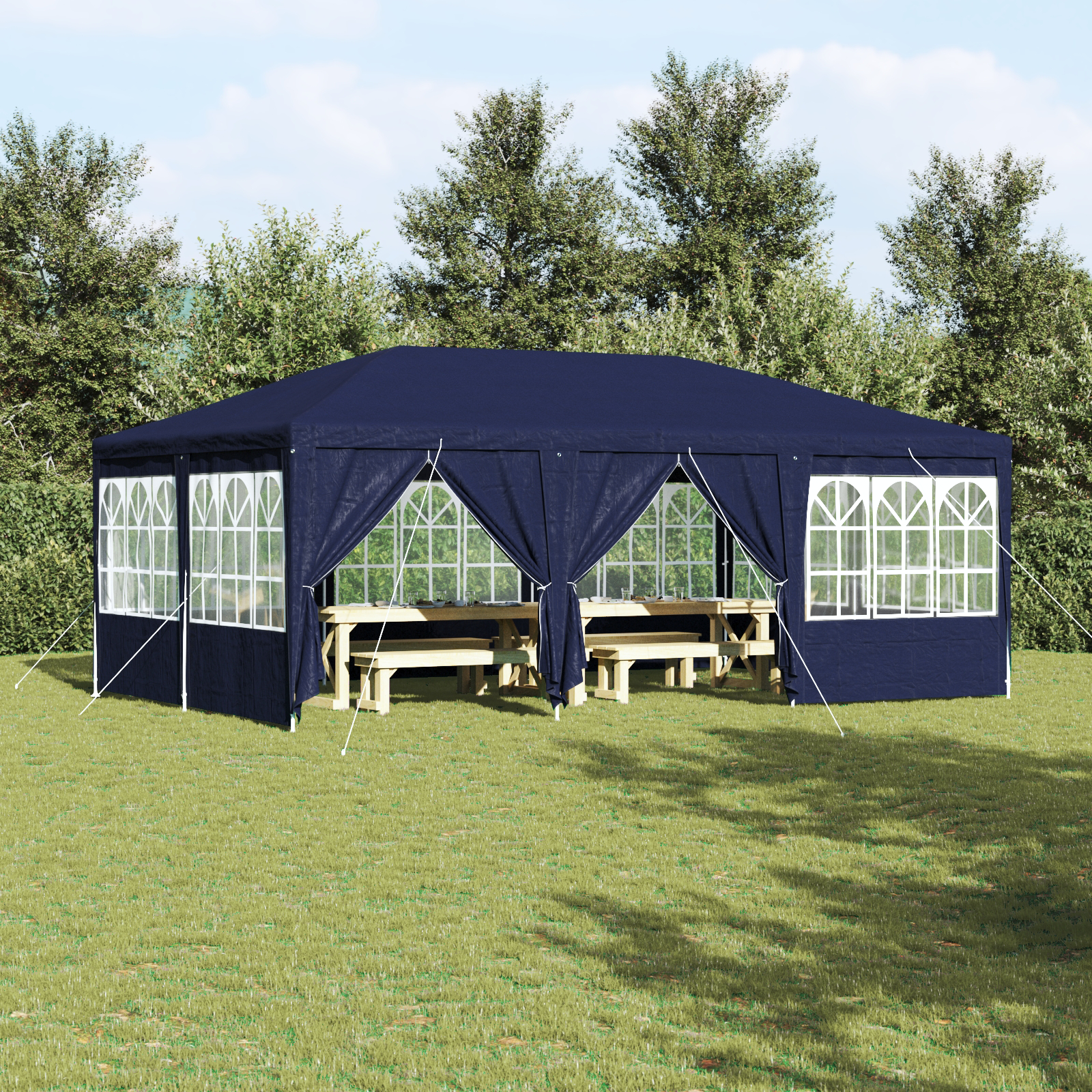 Partytelt Blå og hvit 600 x 400 x 266 cm Polyester og stål