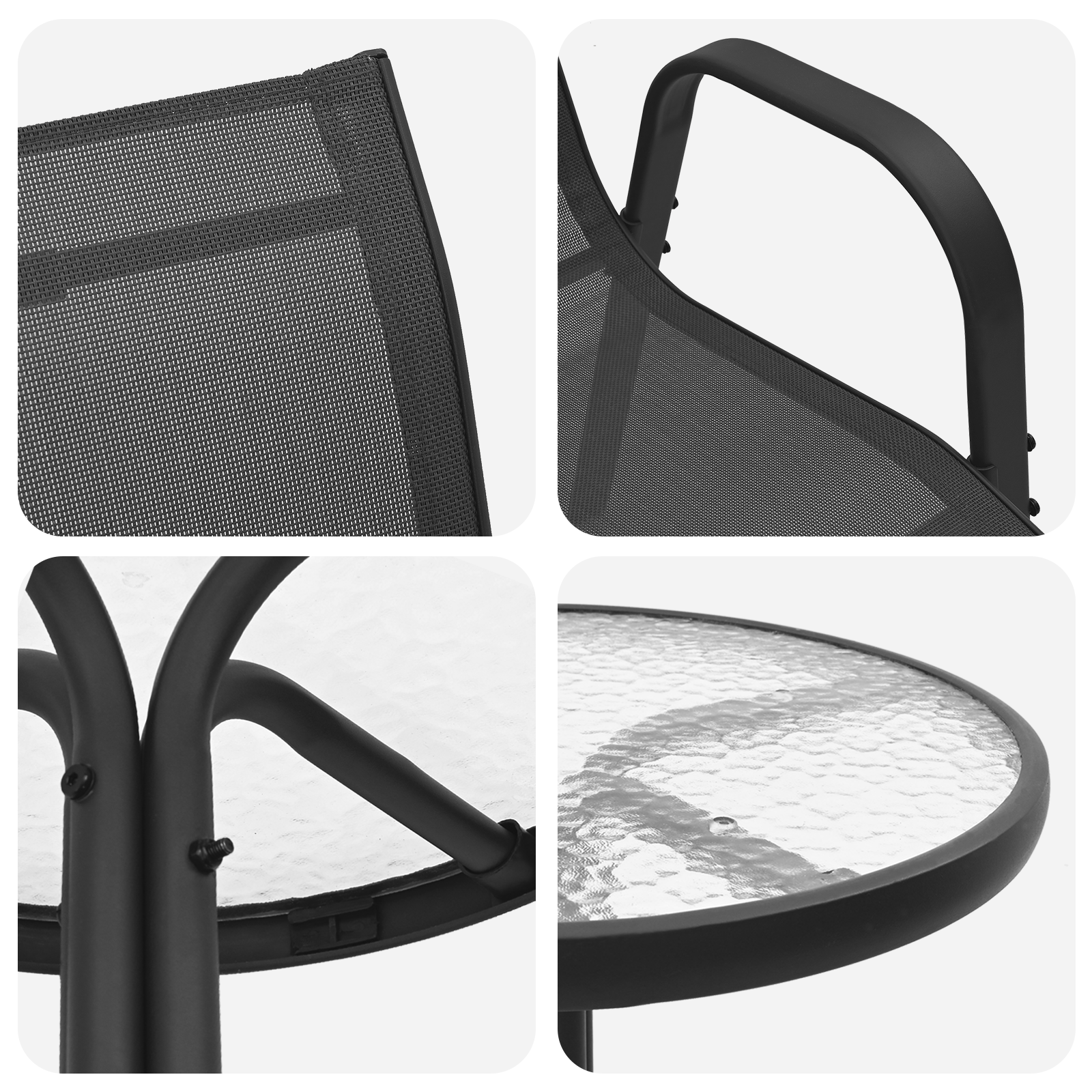 Hage Bistro Sett 3 pcs Svart Stål