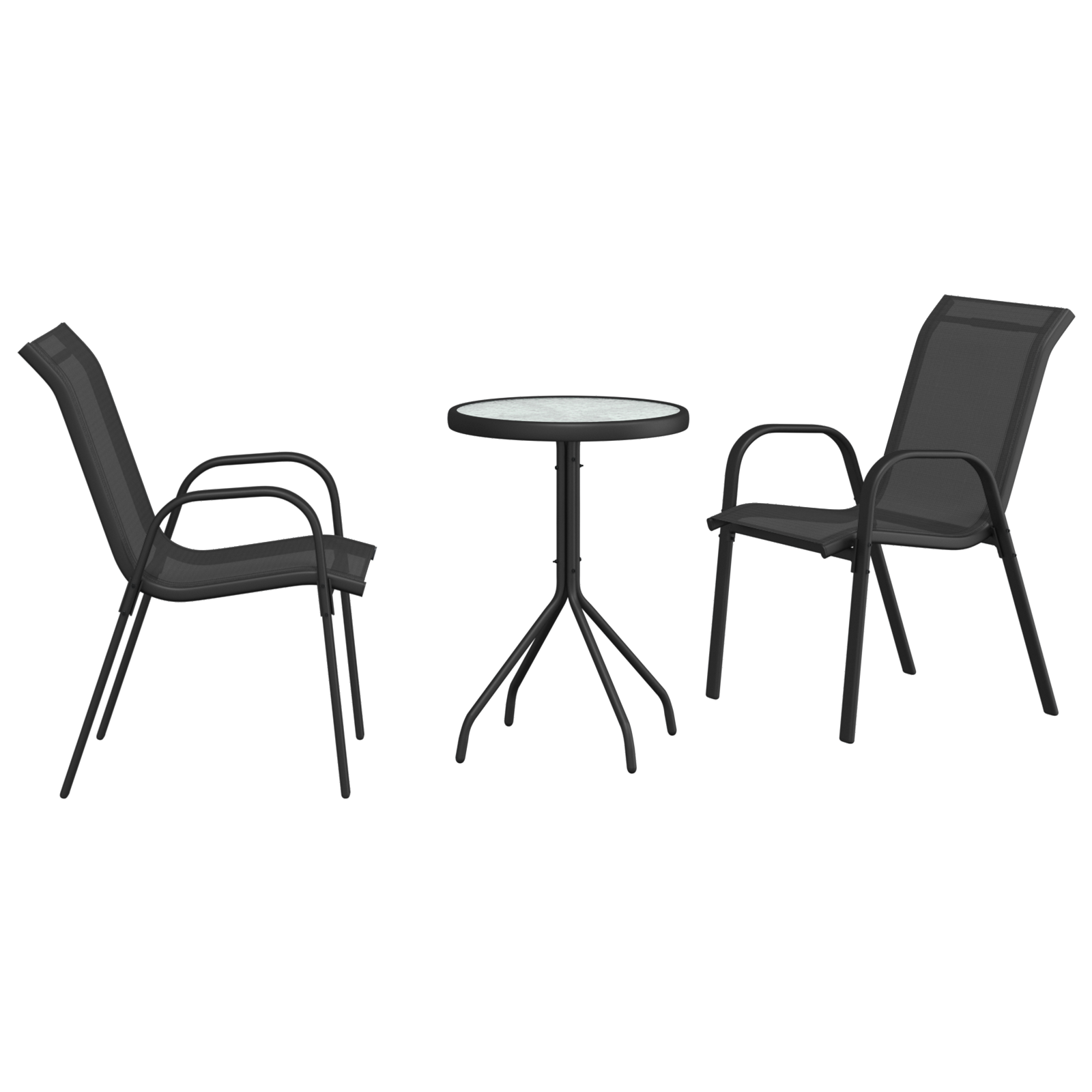 Hage Bistro Sett 3 pcs Svart Stål