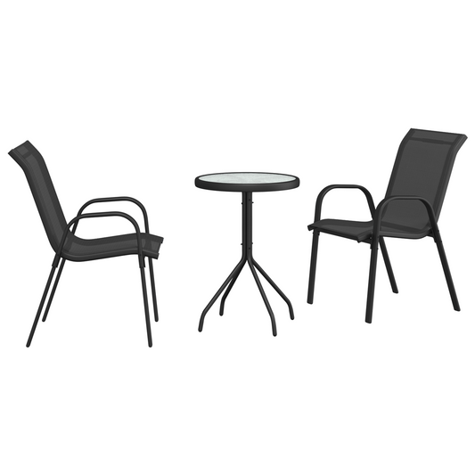 Hage Bistro Sett 3 pcs Svart Stål