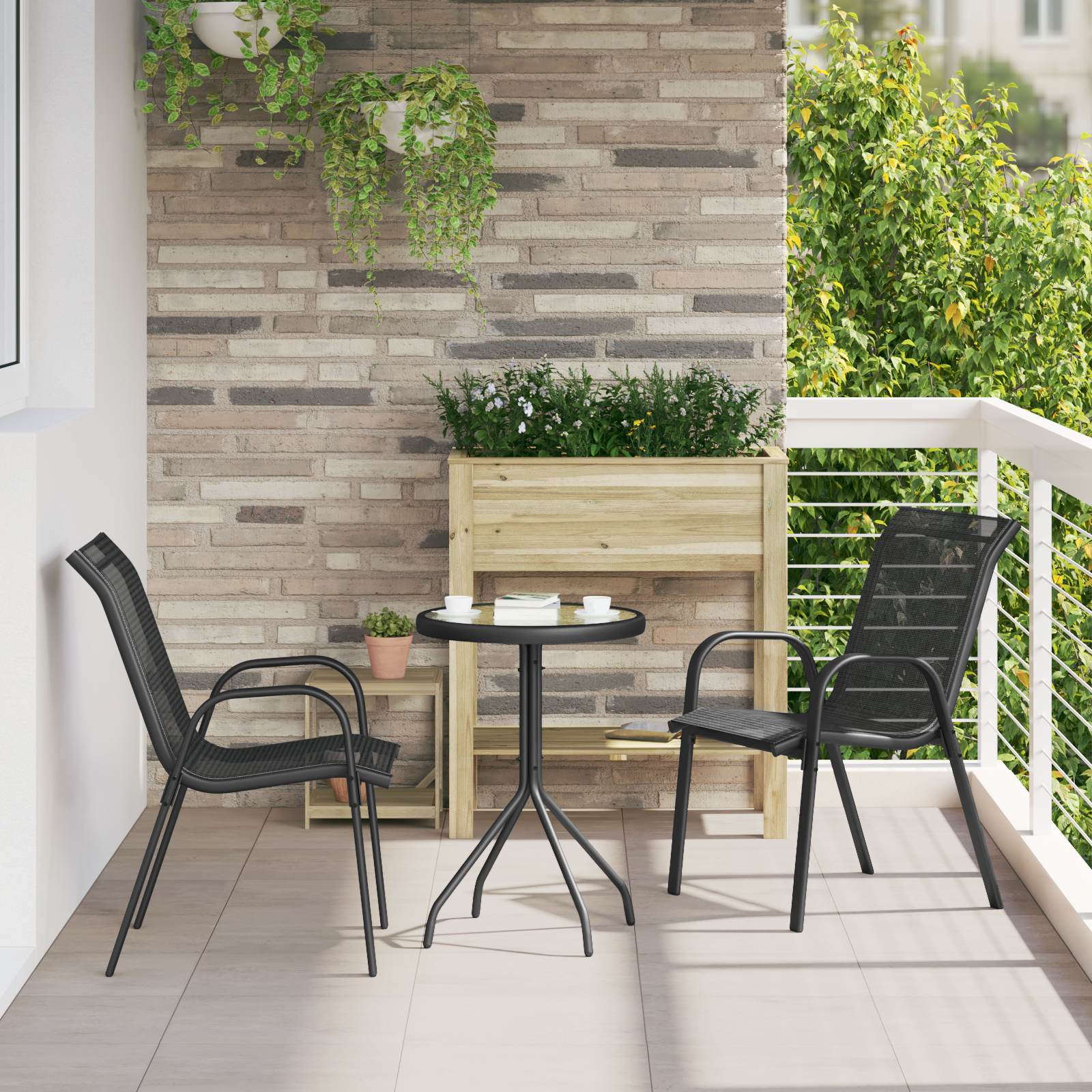 Hage Bistro Sett 3 pcs Svart Stål