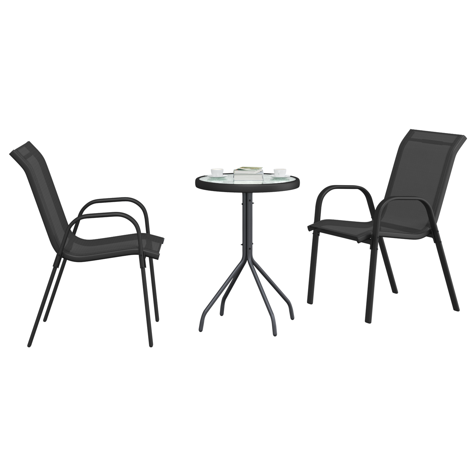 Hage Bistro Sett 3 pcs Svart Stål