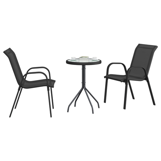 Hage Bistro Sett 3 pcs Svart Stål