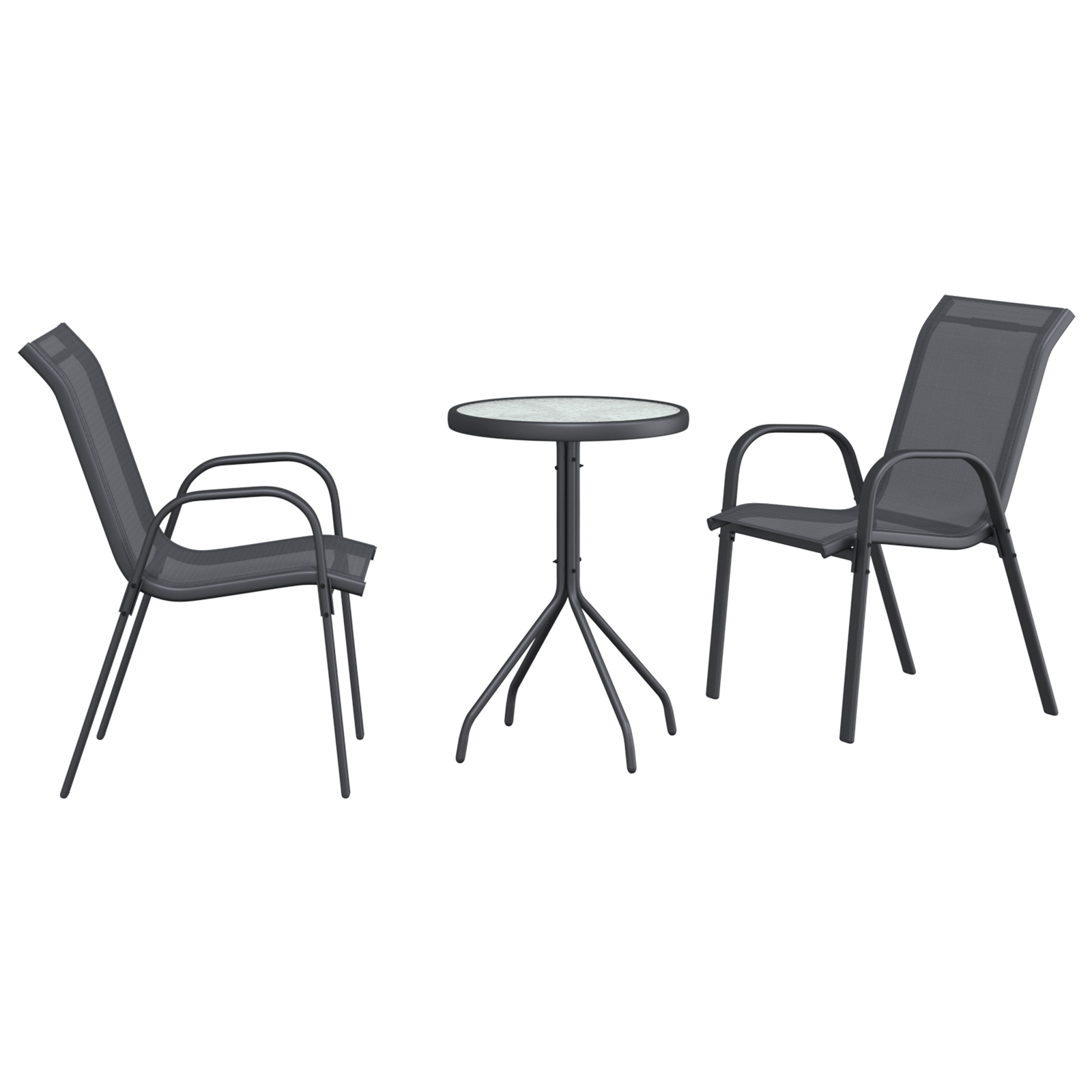 Hage Bistro Sett 3 pcs Grå Stål