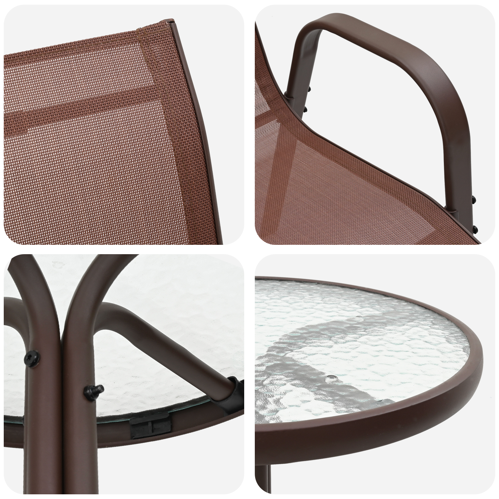 Hage Bistro Sett 3 pcs Brun Stål