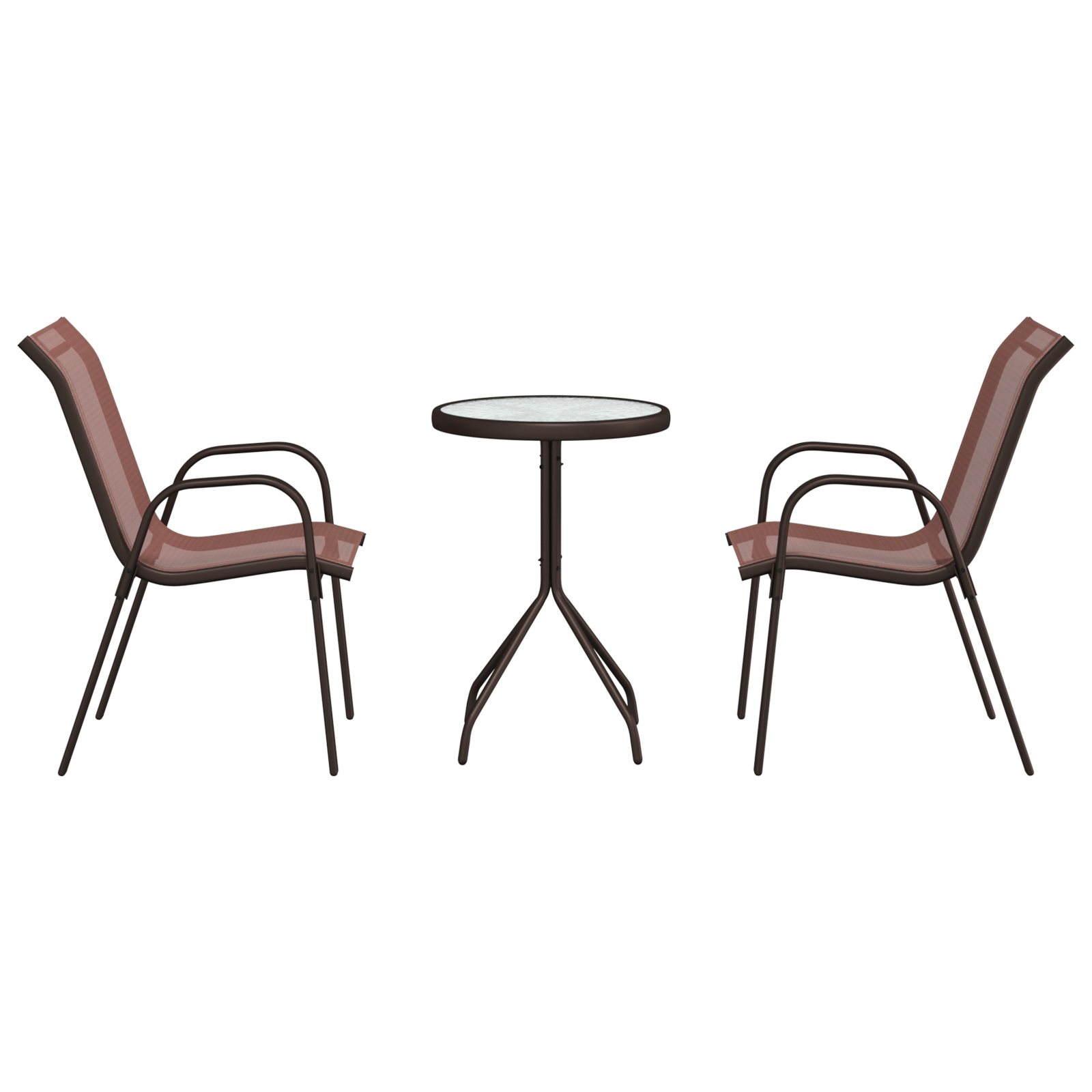 Hage Bistro Sett 3 pcs Brun Stål