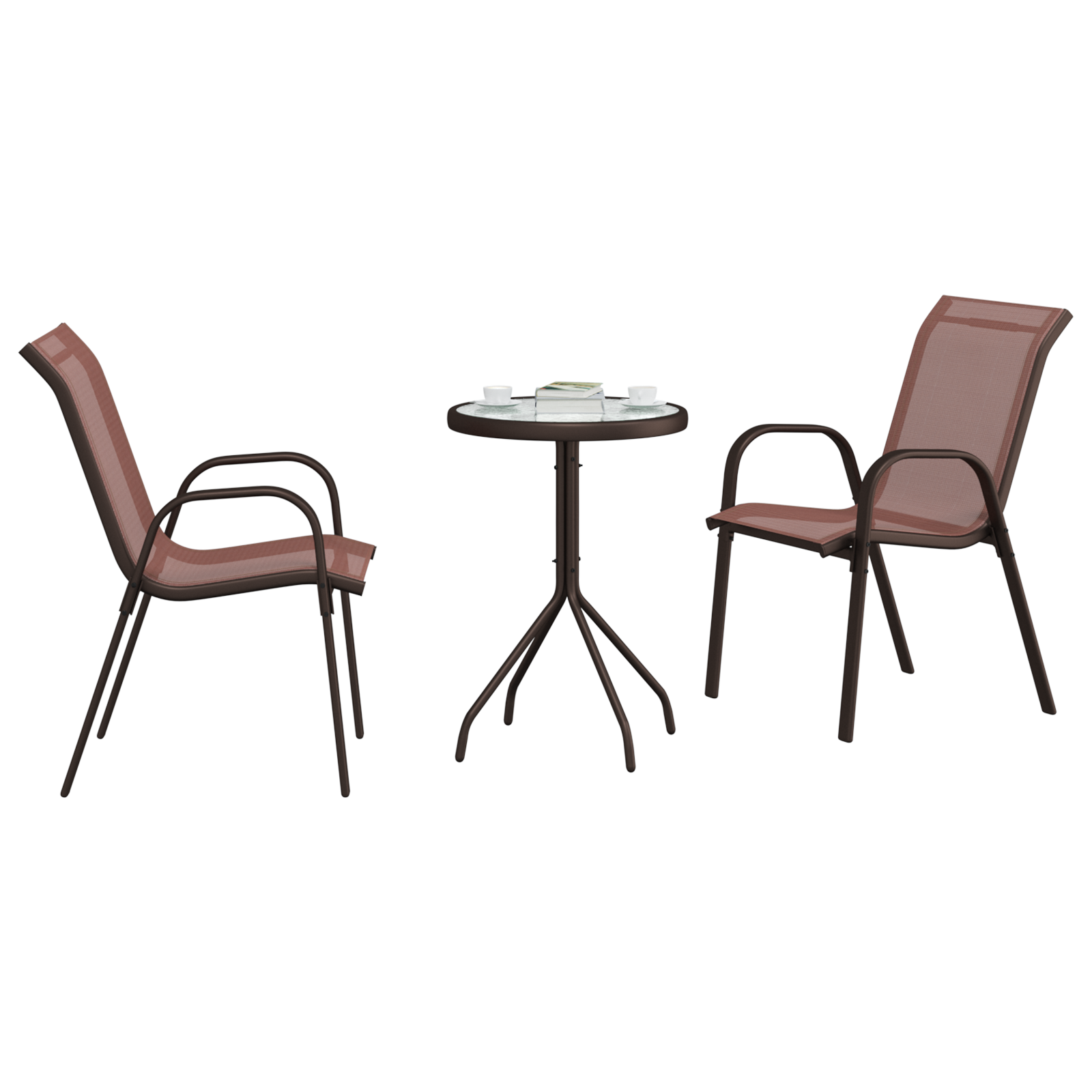 Hage Bistro Sett 3 pcs Brun Stål