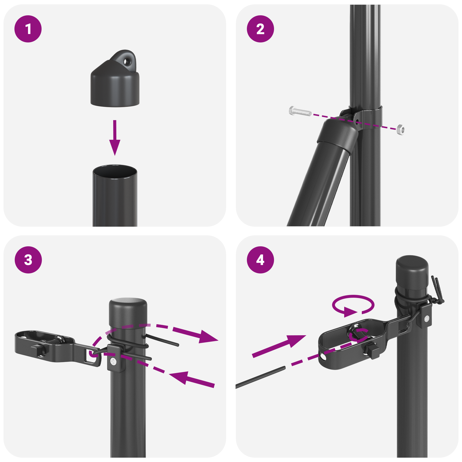 Gjerdepunkter Manual 7 pcs Grå Ø32mm 170 cm Galvanisert stål