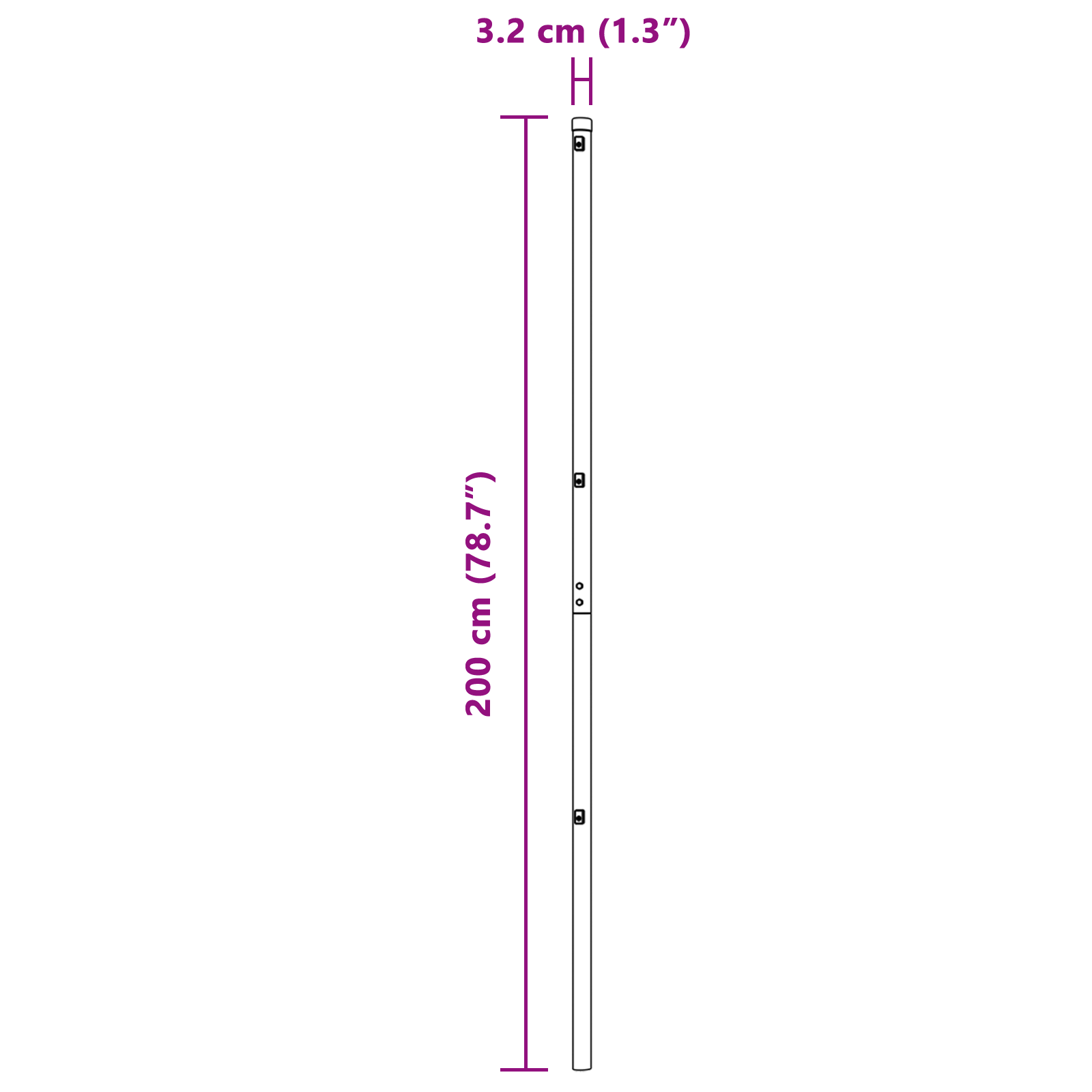 Gjerdepunkter 7 pcs Grå Ø32mm 200 cm Galvanisert stål