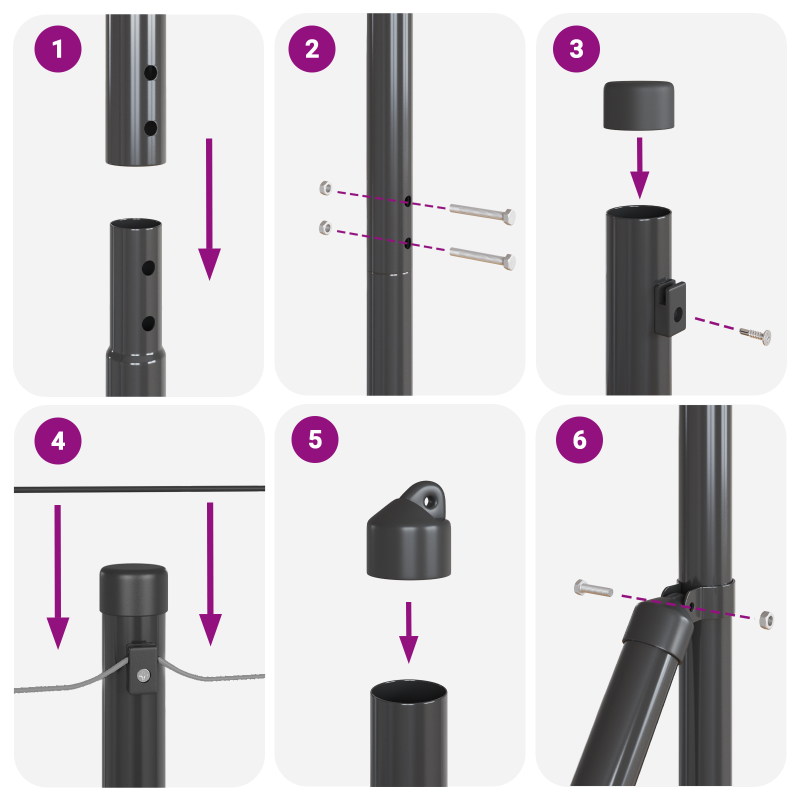 Gjerdepunkter Manual 13 pcs Grå Ø32mm 140 cm Galvanisert stål