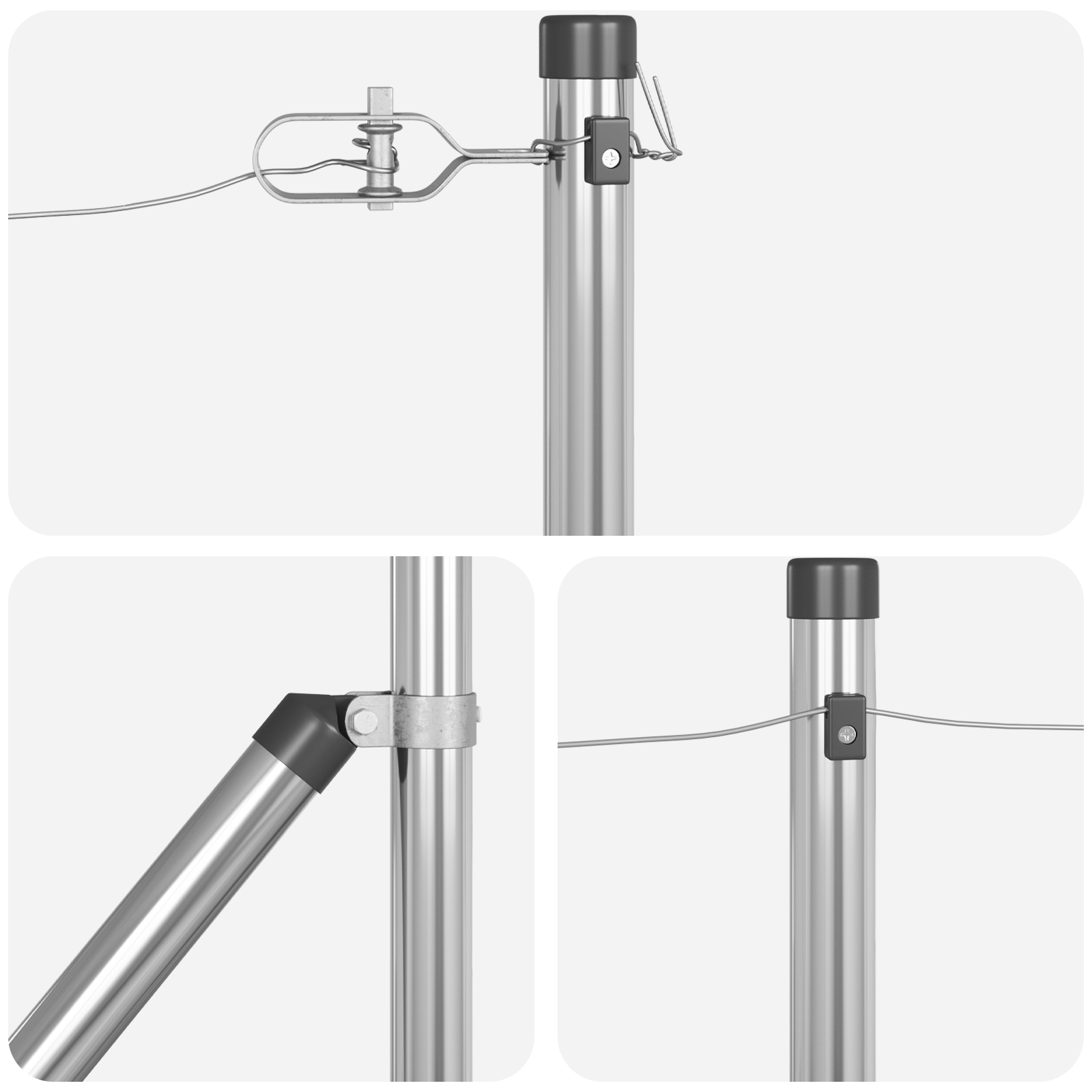Gjerdepunkter 7 pcs sølv Ø32mm 100 cm Galvanisert stål