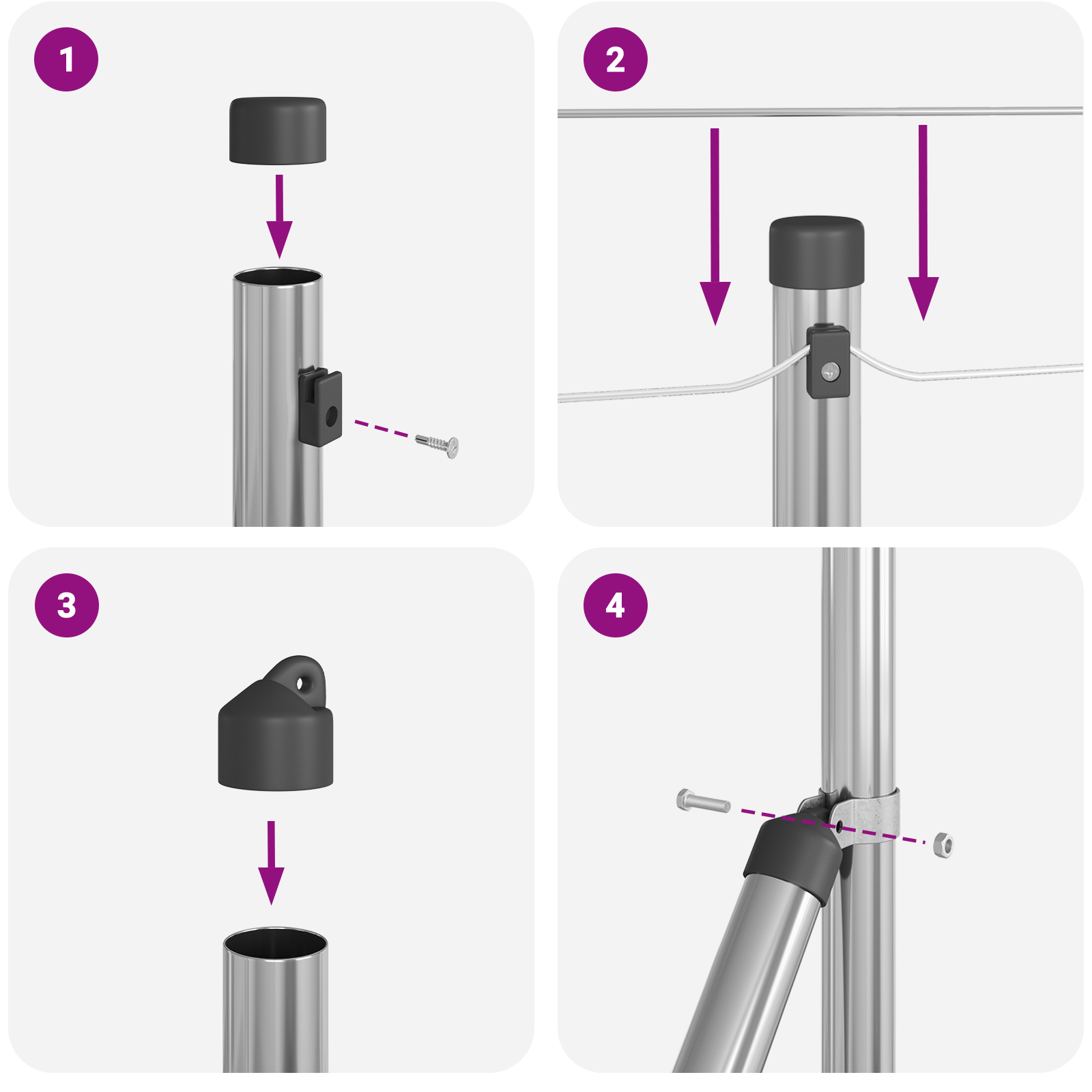 Gjerdepunkter 7 pcs sølv Ø32mm 100 cm Galvanisert stål