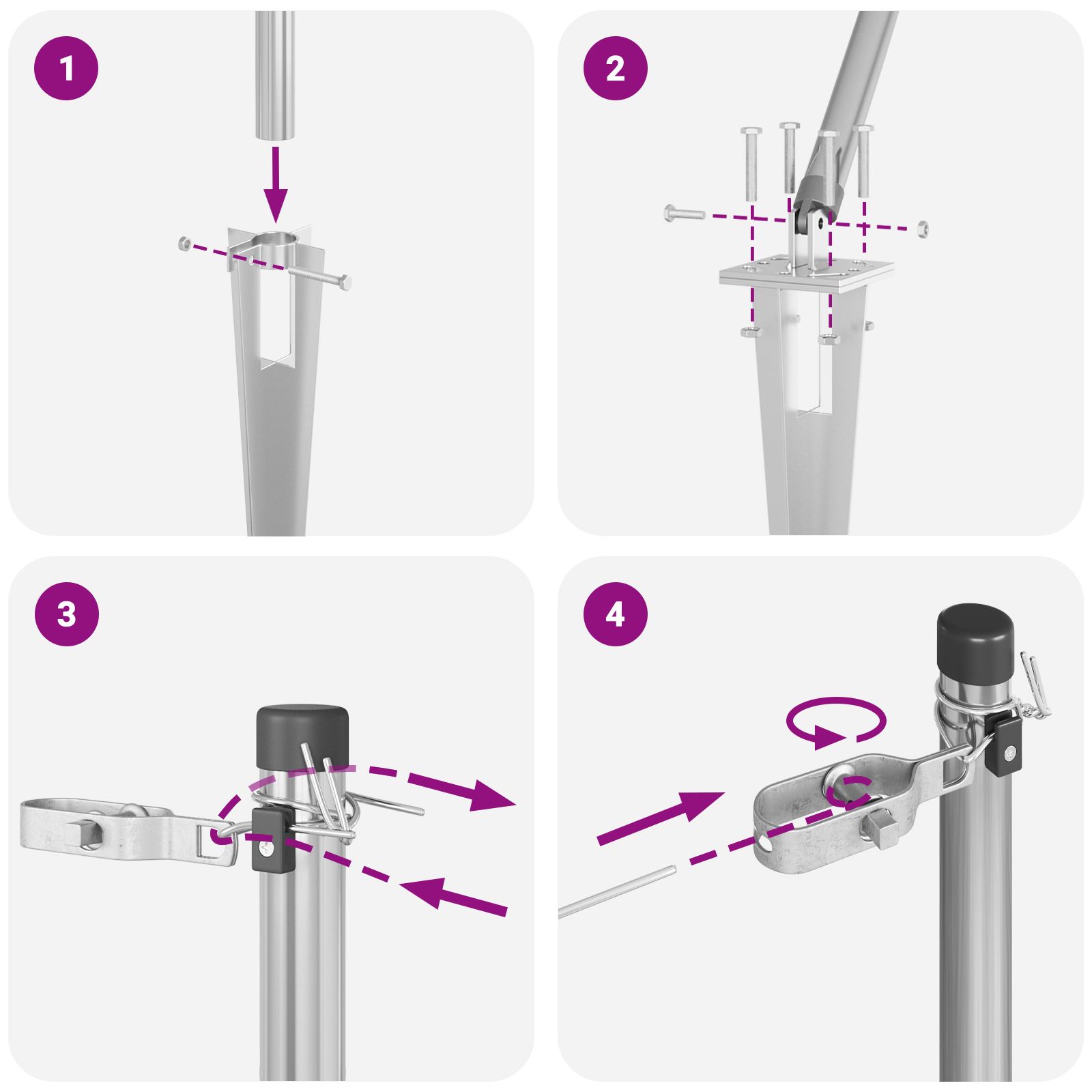 Gjerdepunkter 7 pcs sølv Ø32mm 100 cm Galvanisert stål