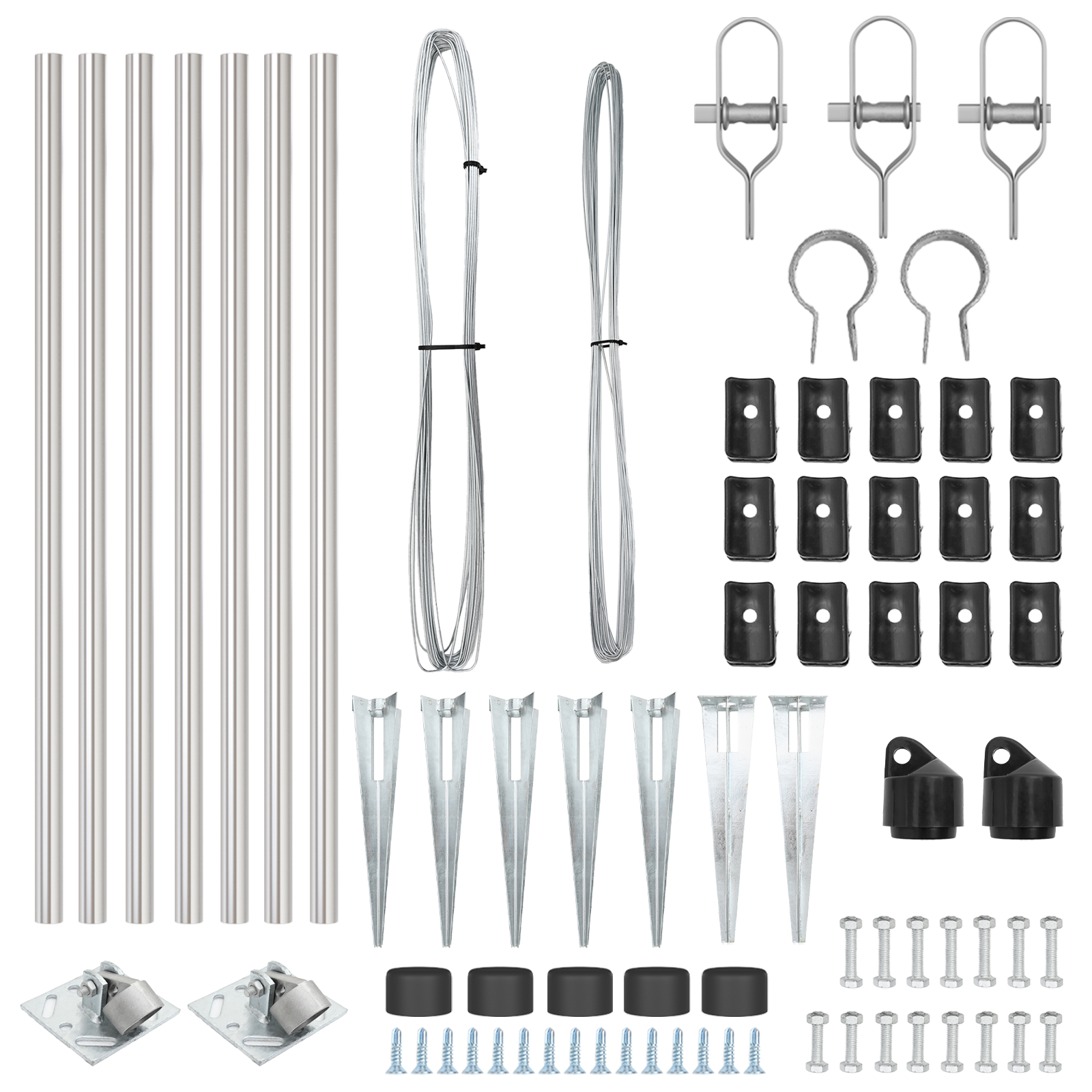 Gjerdepunkter 7 pcs sølv Ø32mm 100 cm Galvanisert stål