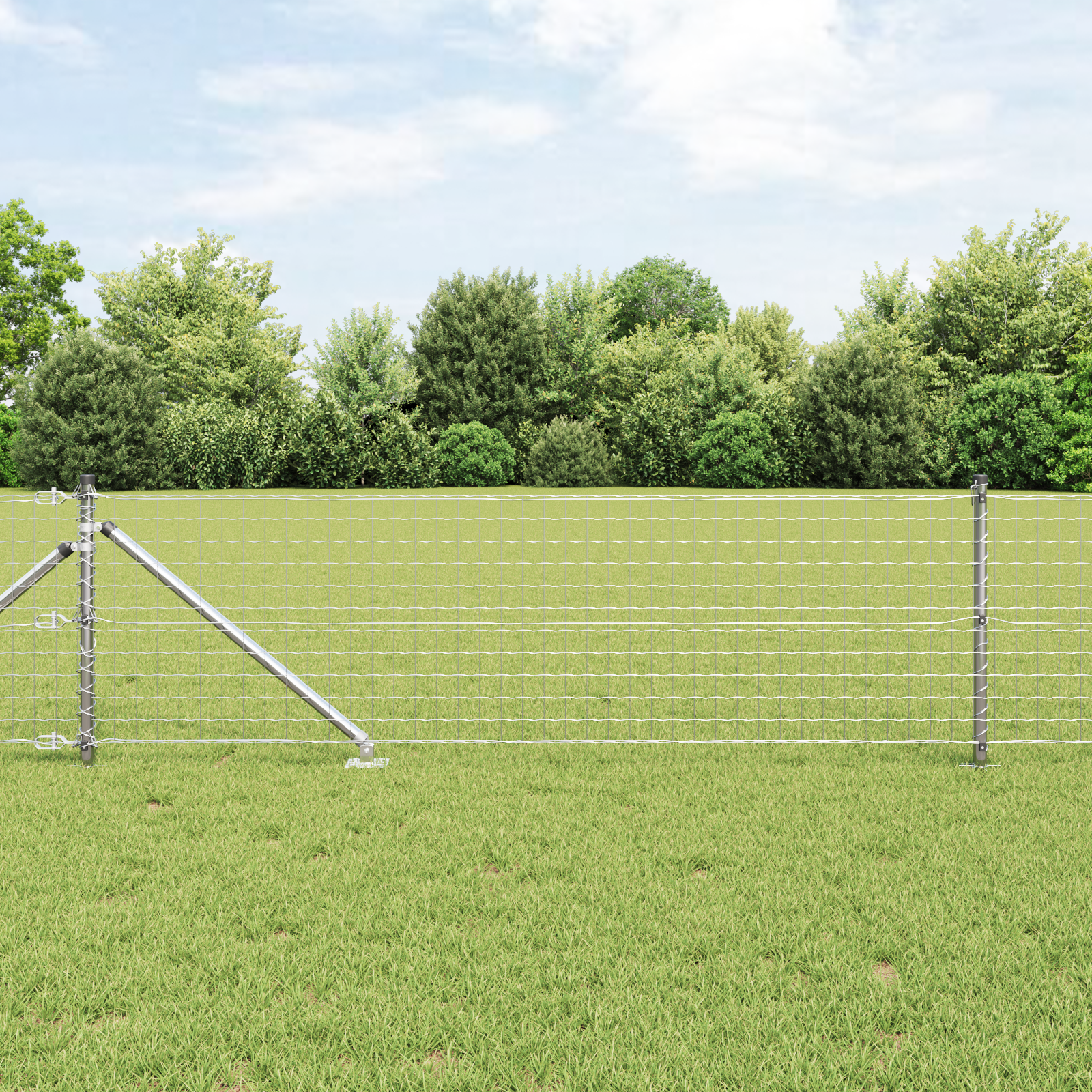 Gjerdepunkter 7 pcs sølv Ø32mm 100 cm Galvanisert stål