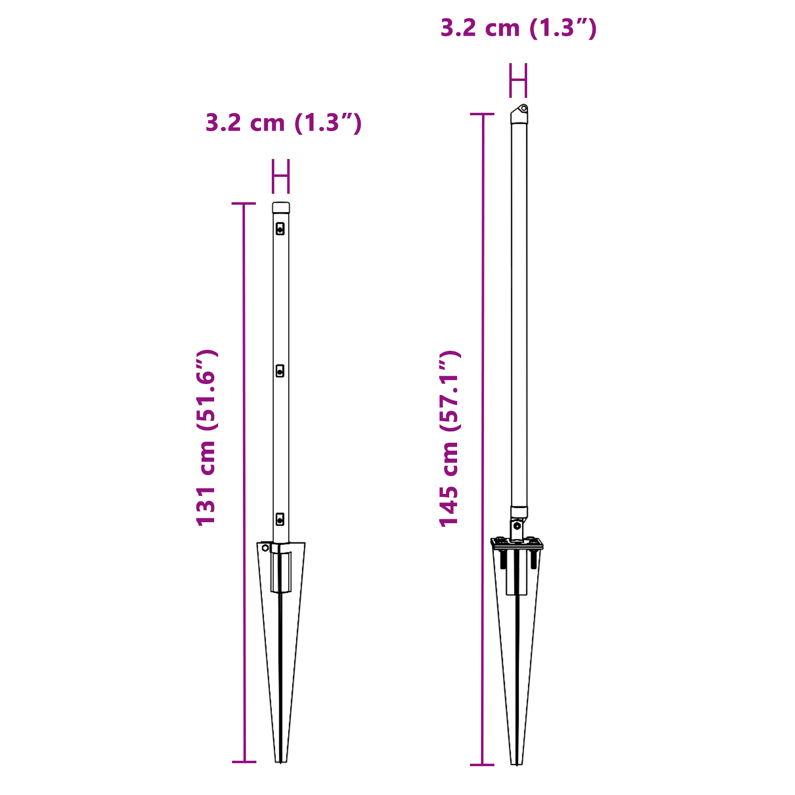 Gjerdepunkter 7 pcs sølv Ø32mm 100 cm Galvanisert stål