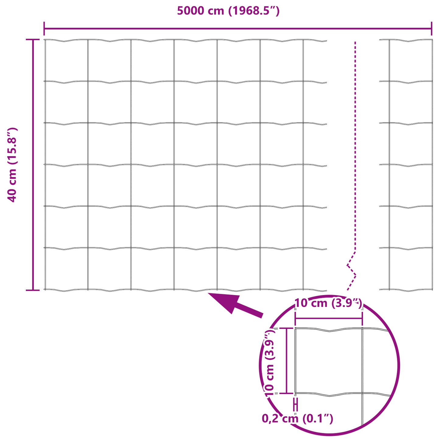 Euro gjerde grønn 0,4 x 50 m PVC-belagt jern