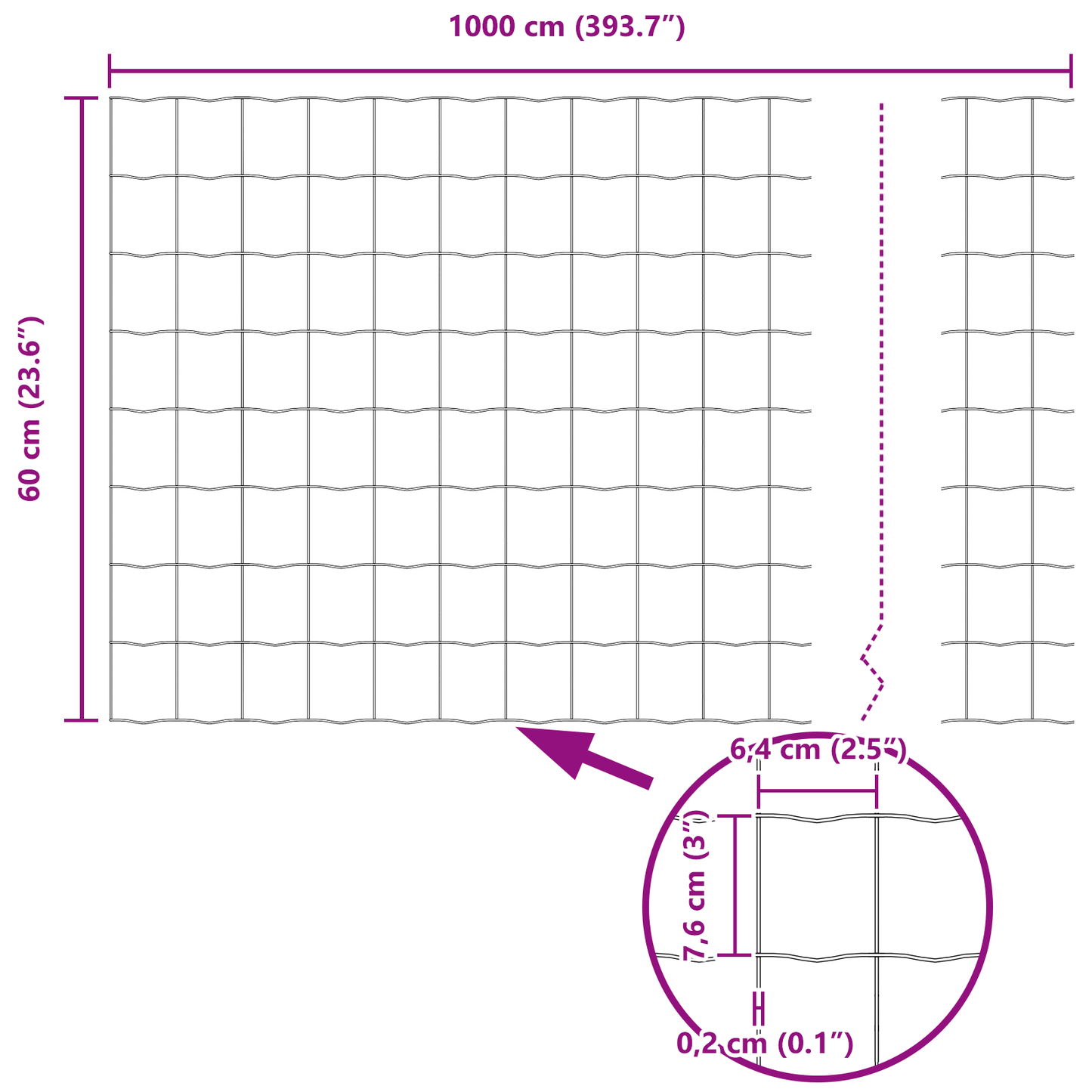 Euro gjerde grønn 0,6 x 10 m PVC-belagt jern