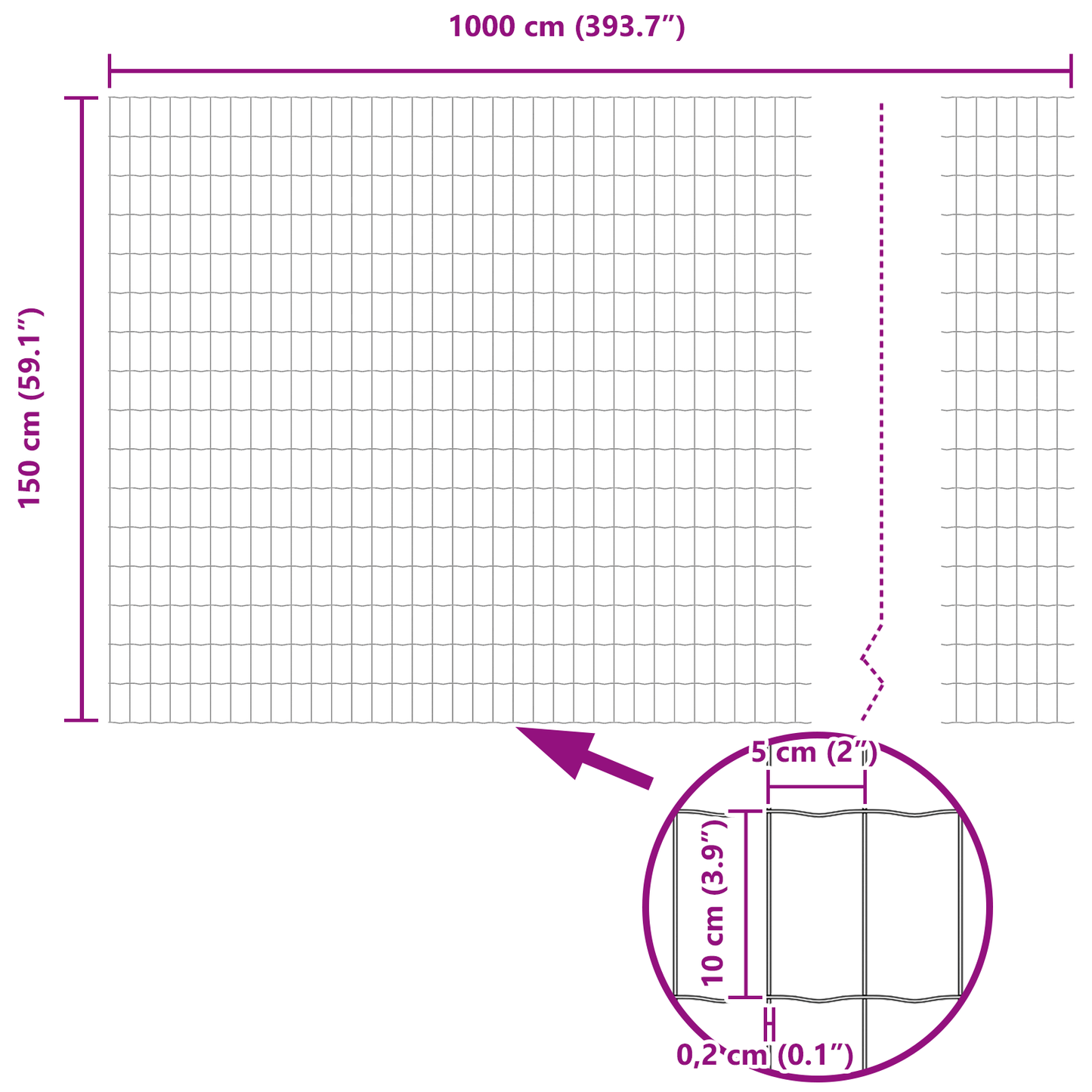 Euro gjerde Grå 1,5 x 10 m PVC-belagt jern