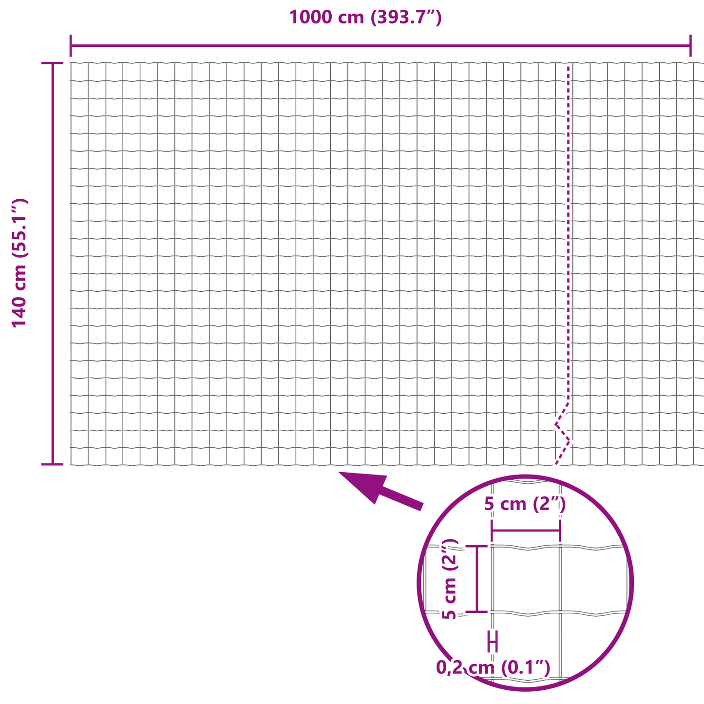 Euro gjerde 1,4 x 10 m PVC-belagt jern