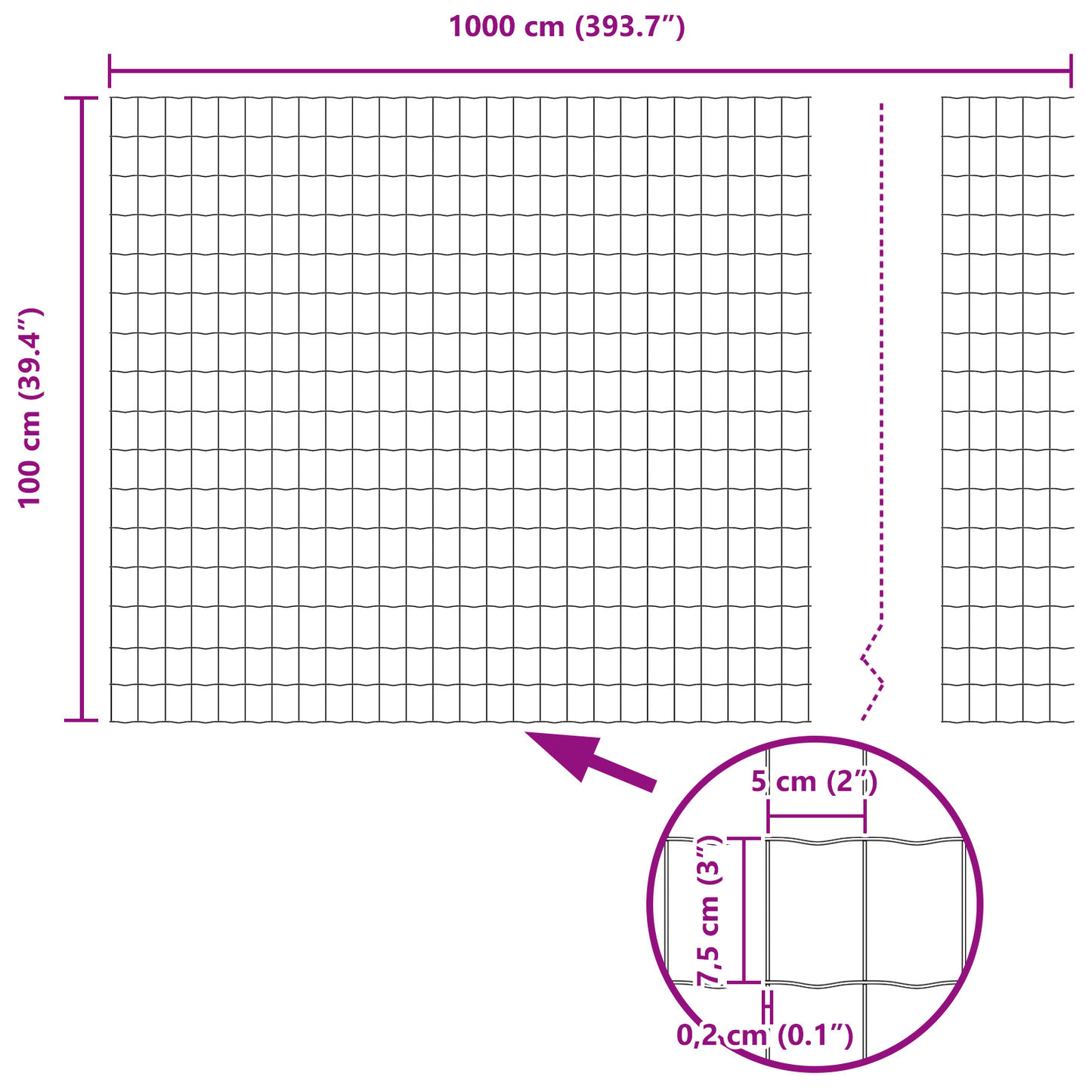 Euro gjerde 1 x 10 m PVC-belagt jern