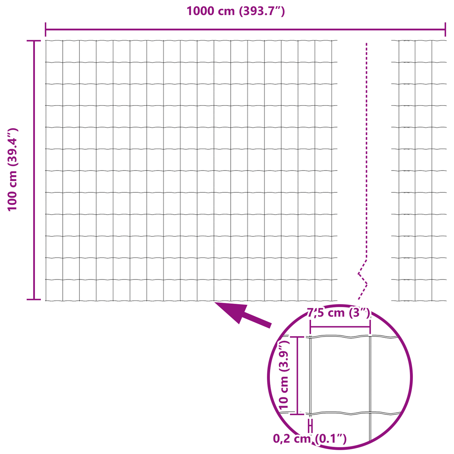 Euro gjerde 1 x 10 m PVC-belagt jern