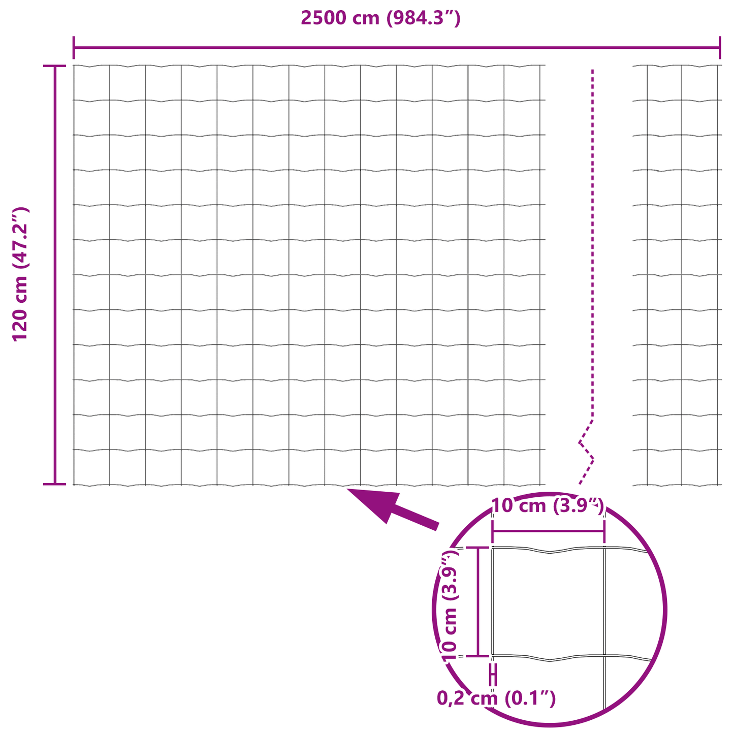 Euro gjerde 1,2 x 25 m PVC-belagt jern