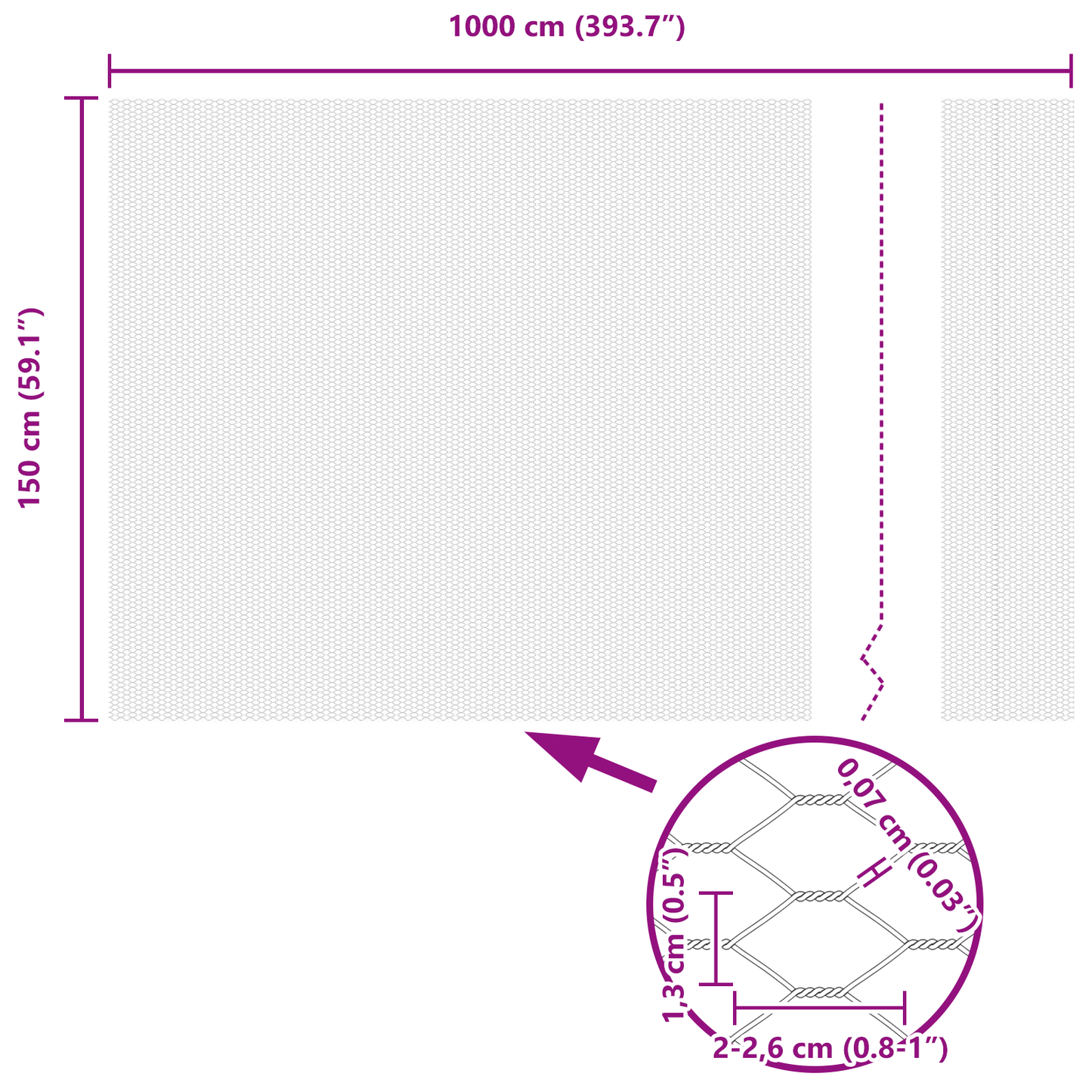 Sekskantet gjerde grønn 1,5 x 10 m PVC