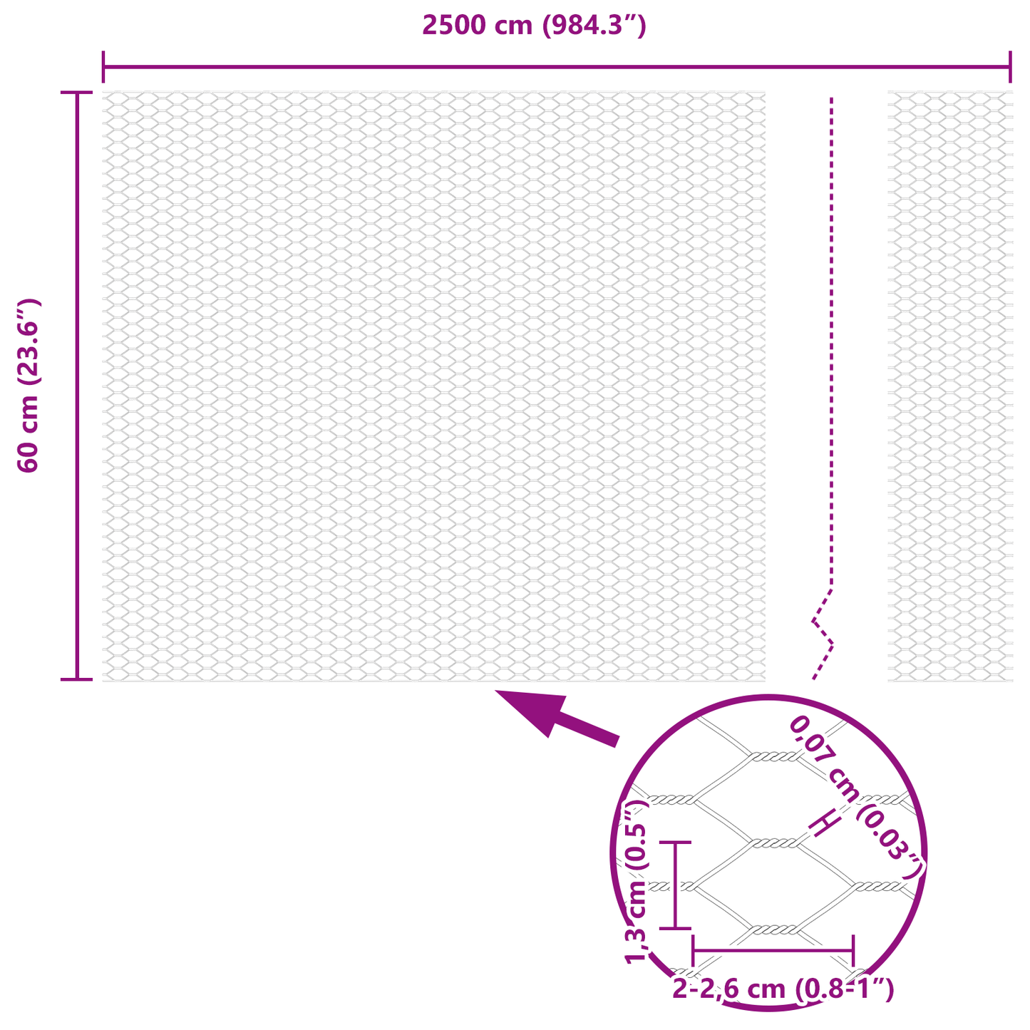 Sekskantet gjerde grønn 0,6 x 25 m PVC