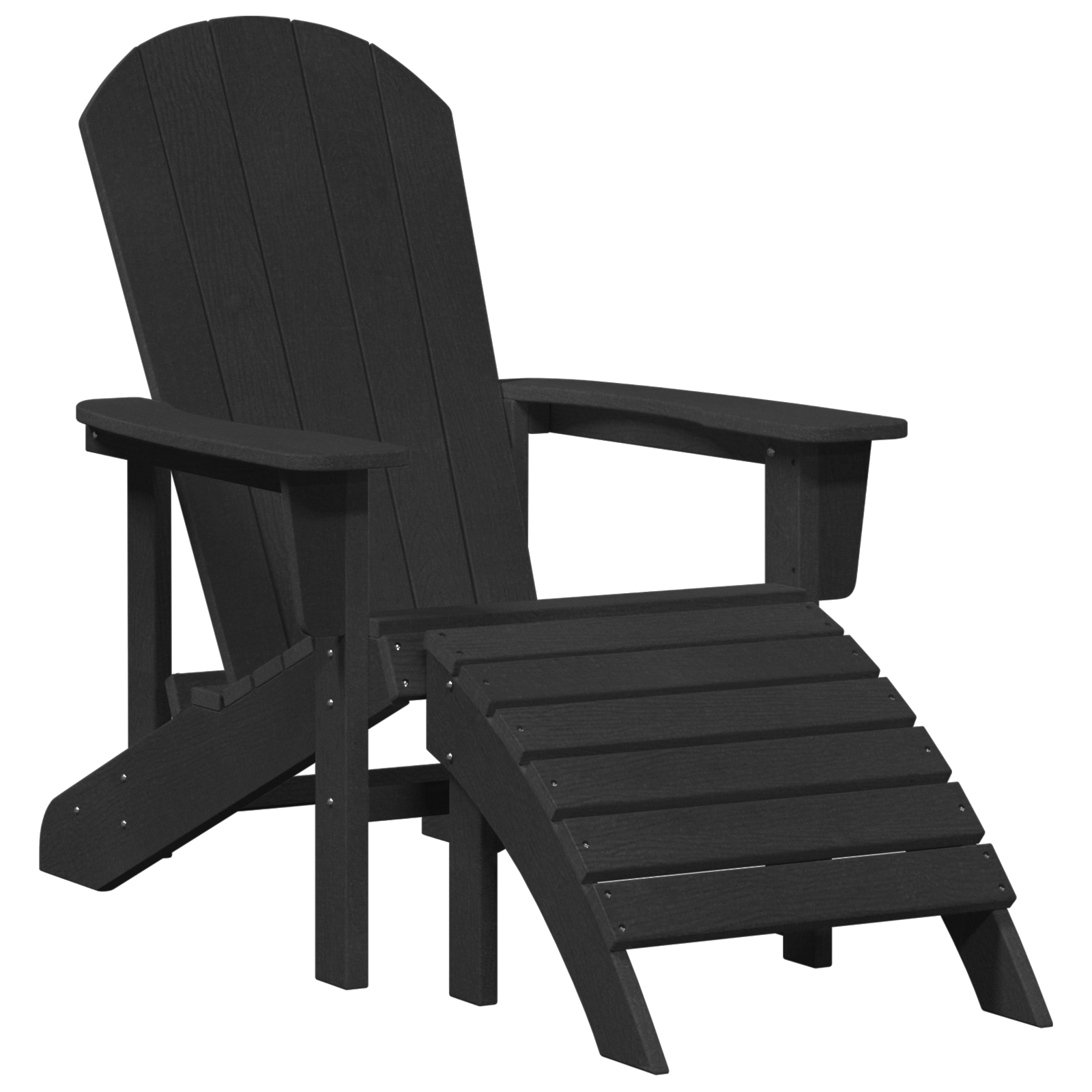 Adirondack-stol med pute Svart 74 x 82 x 92cm Plast
