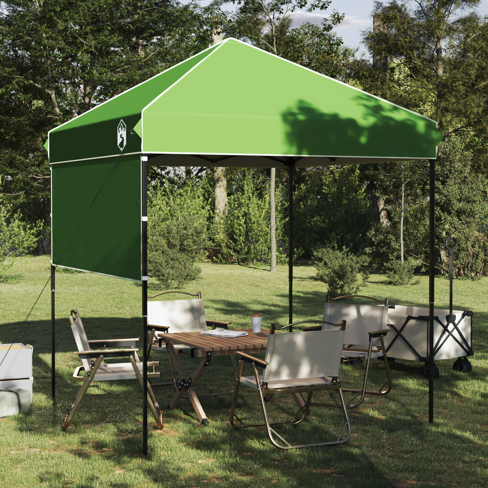 Pop-up markise telt grønn 200 x 200 cm stoff