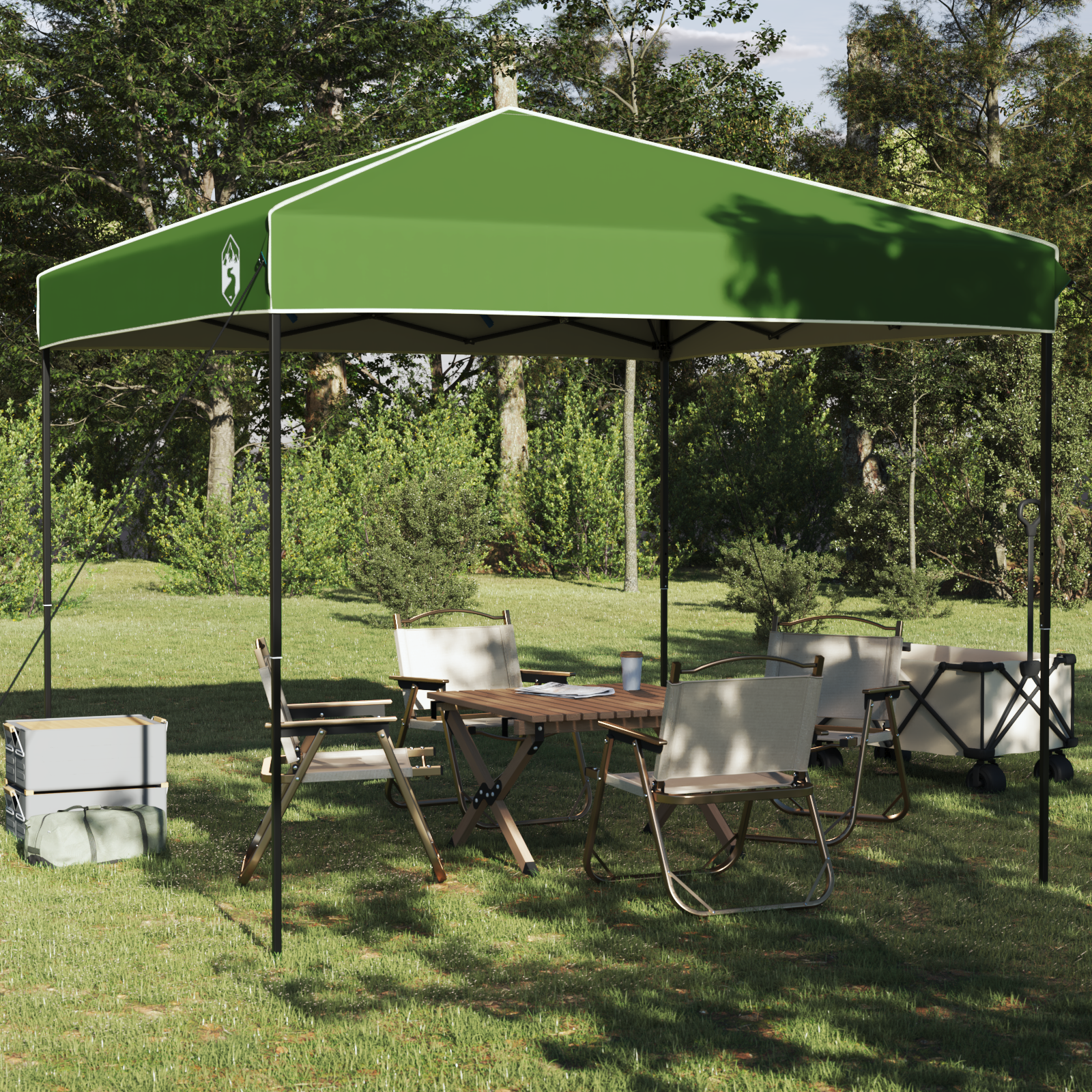 Pop-up markise telt grønn 250 x 250 cm stoff