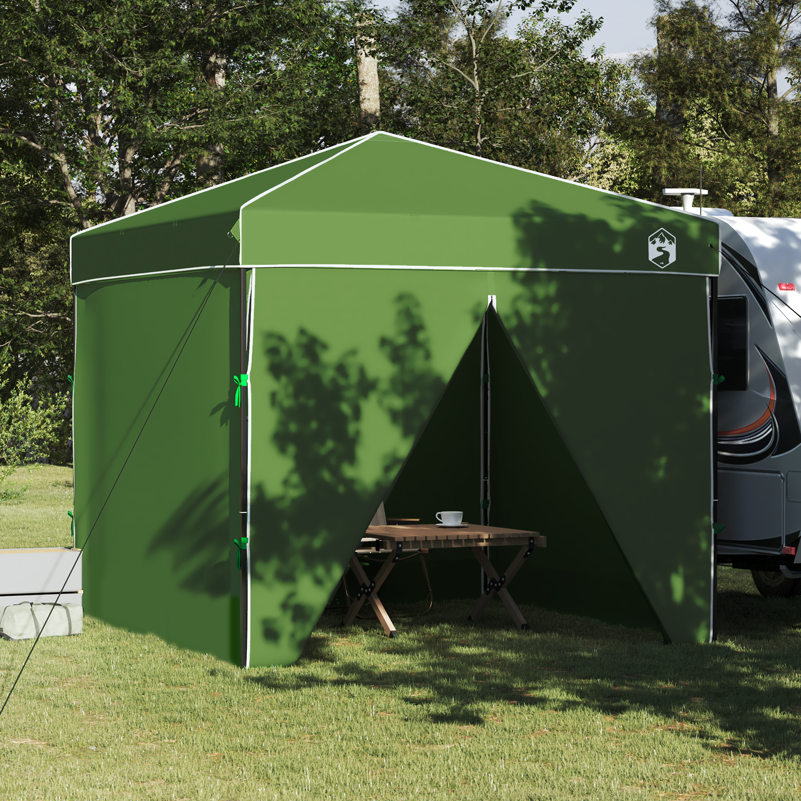 Pop-up markise telt grønn 250 x 250 cm stoff